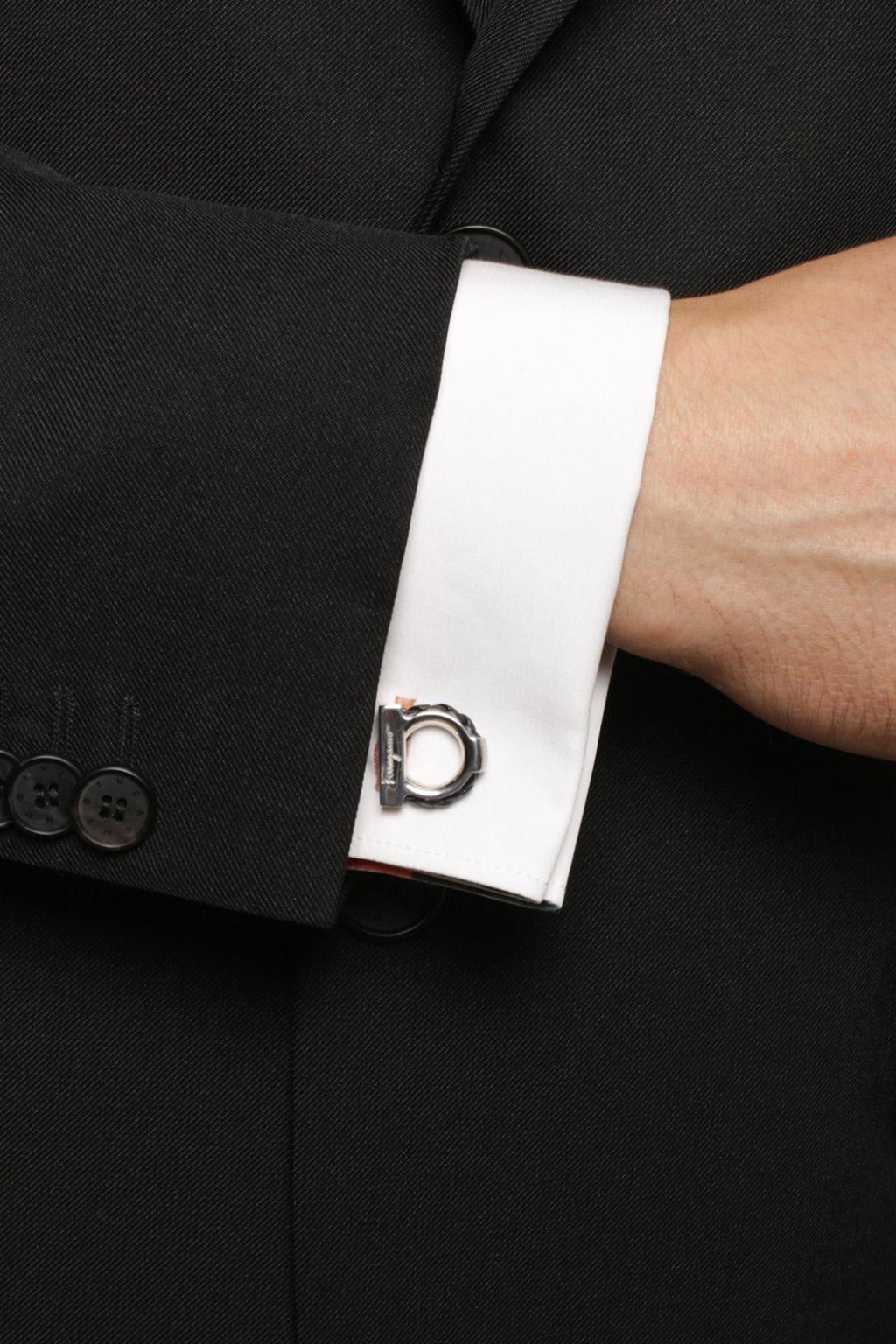Ferragamo Gancini Cuff Links In Metallic