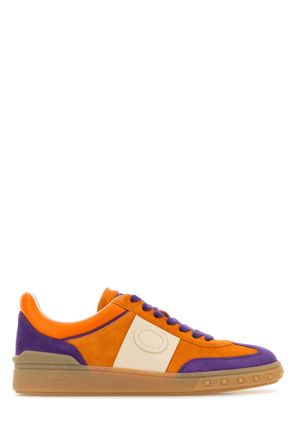 Valentino Upvillage Crosta Suede-leather Sneakers In Orange