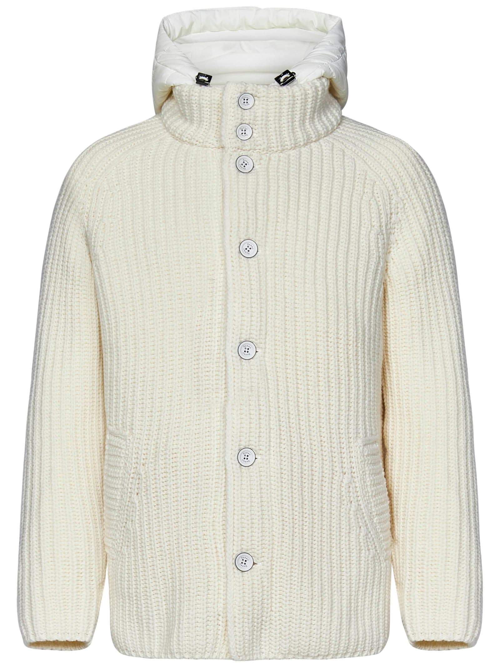 Herno Knitted Bomber Jacket In Neutral