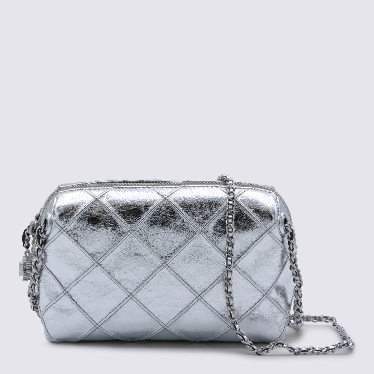 Tory Burch Silver Leather Crossbody Bag In Silver
