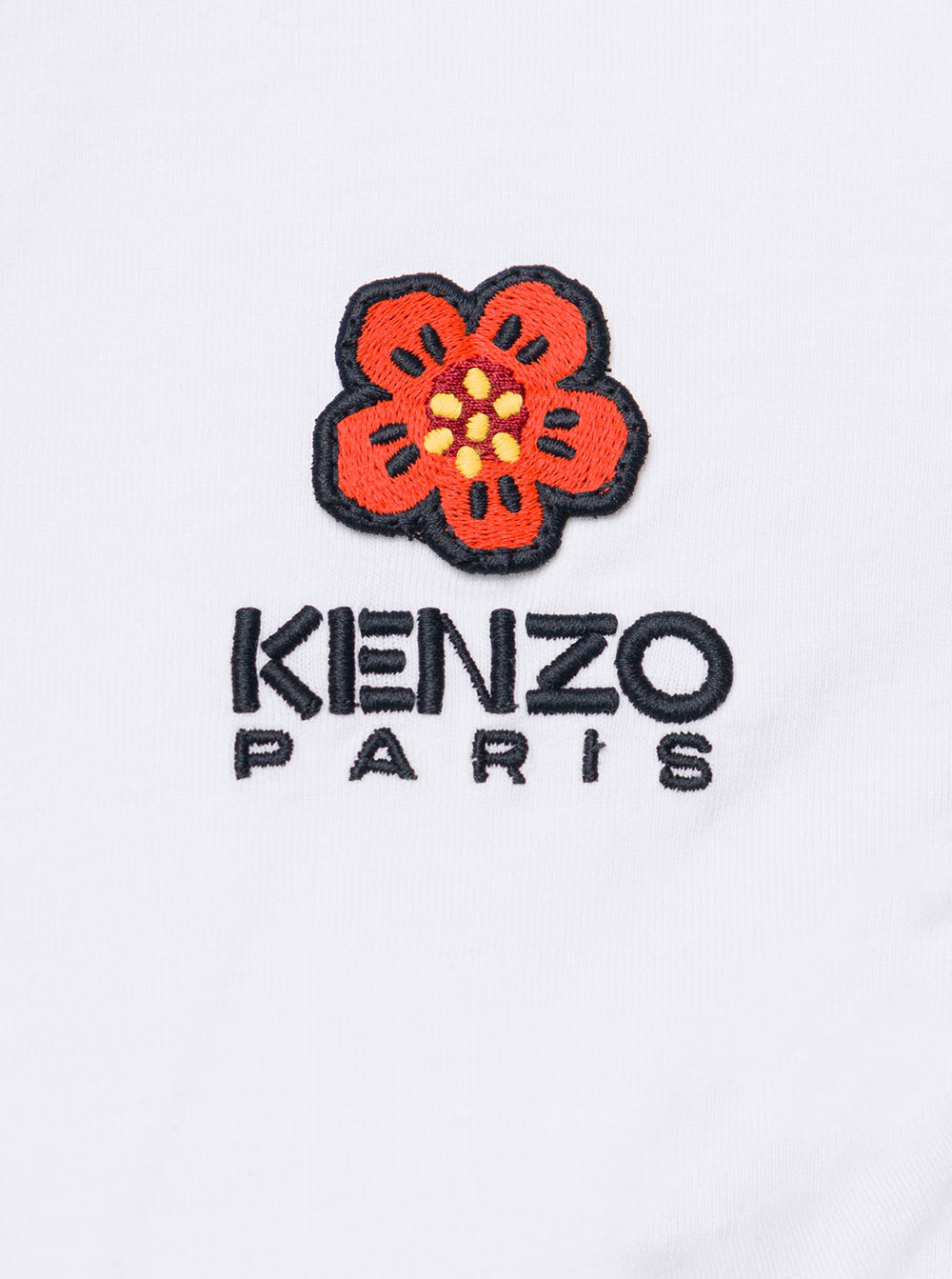 Shop Kenzo White Crewneck T-shirt With Logo Embroidery In Cotton Woman