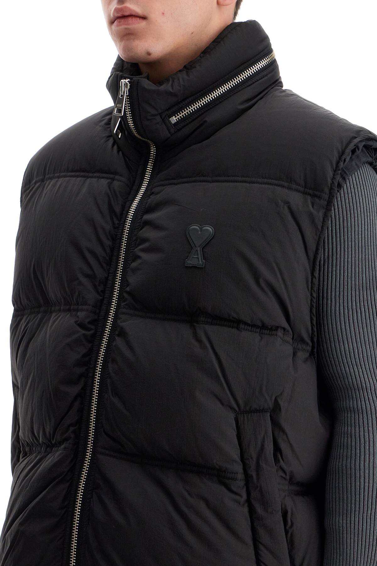 Shop Ami Alexandre Mattiussi Sleeveless Down Jacket With In Noir (black)