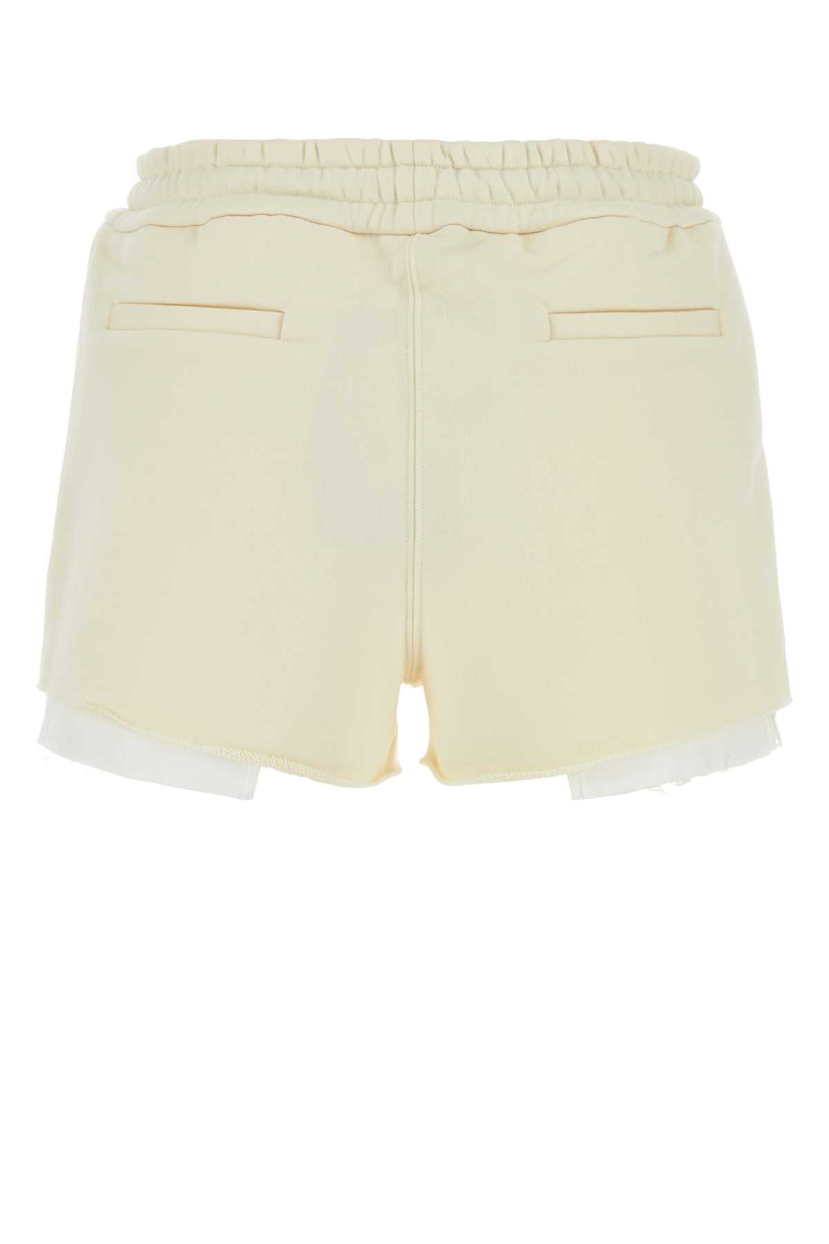 Shop Miu Miu Cream Cotton Shorts In Naturale