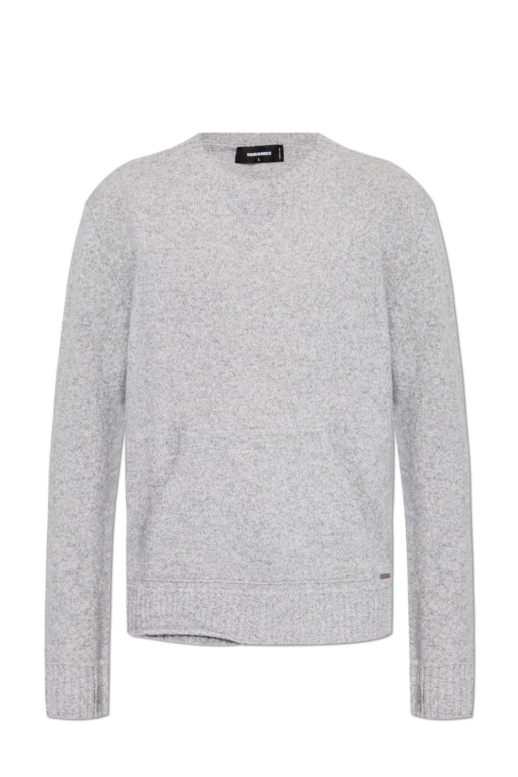 Shop Dsquared2 Distressed Knitted Jumper In Grey