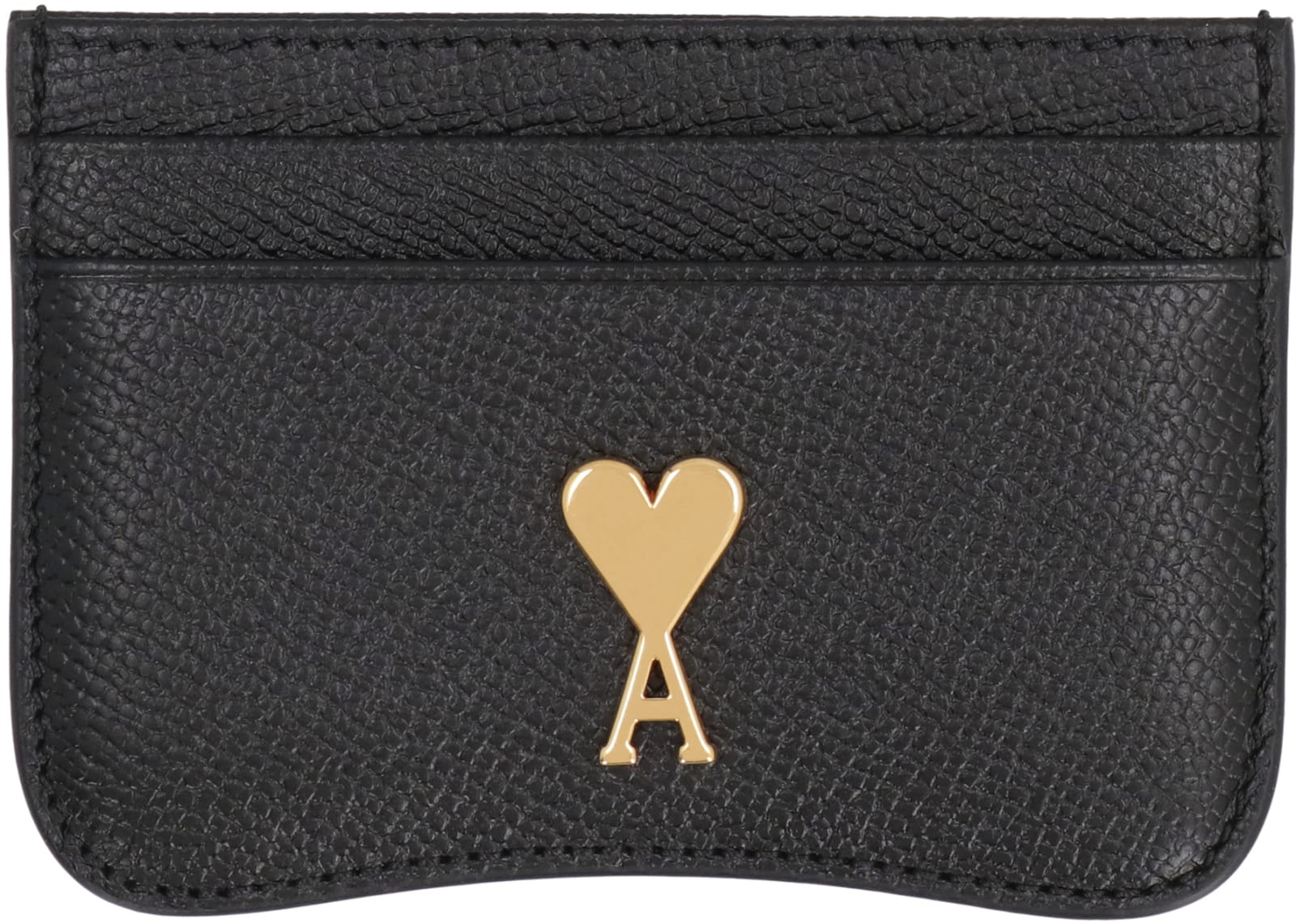 Shop Ami Alexandre Mattiussi Leather Card Holder In Black