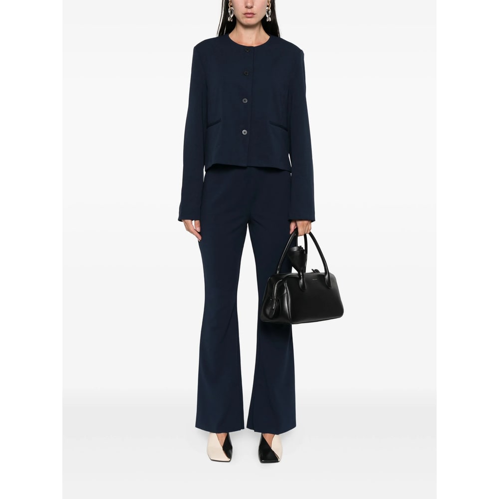 Calvin Klein Stretch Crepe Straight Pant In Blue
