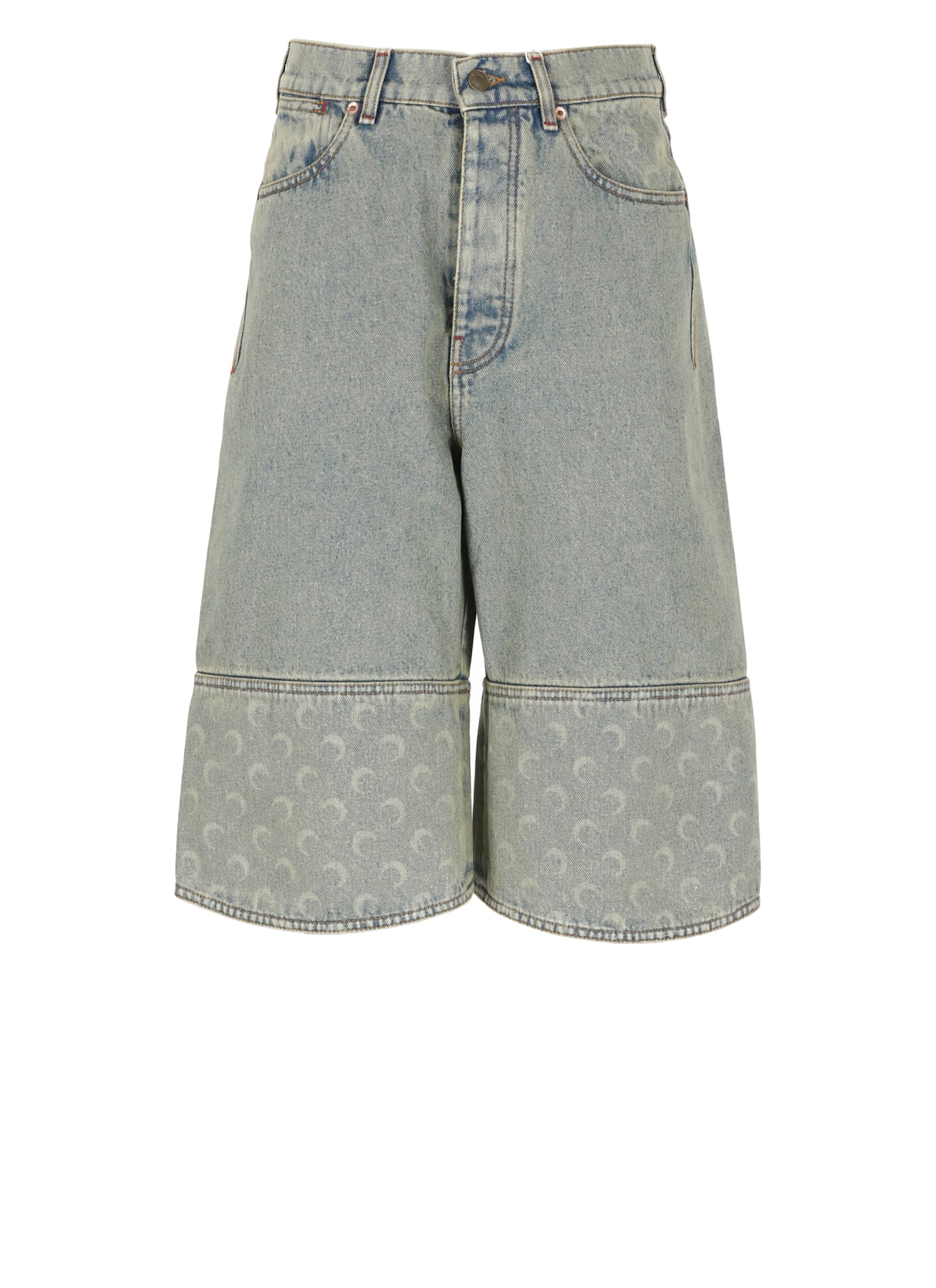 Marine Serre Moon Bermuda Shorts In Light Blue