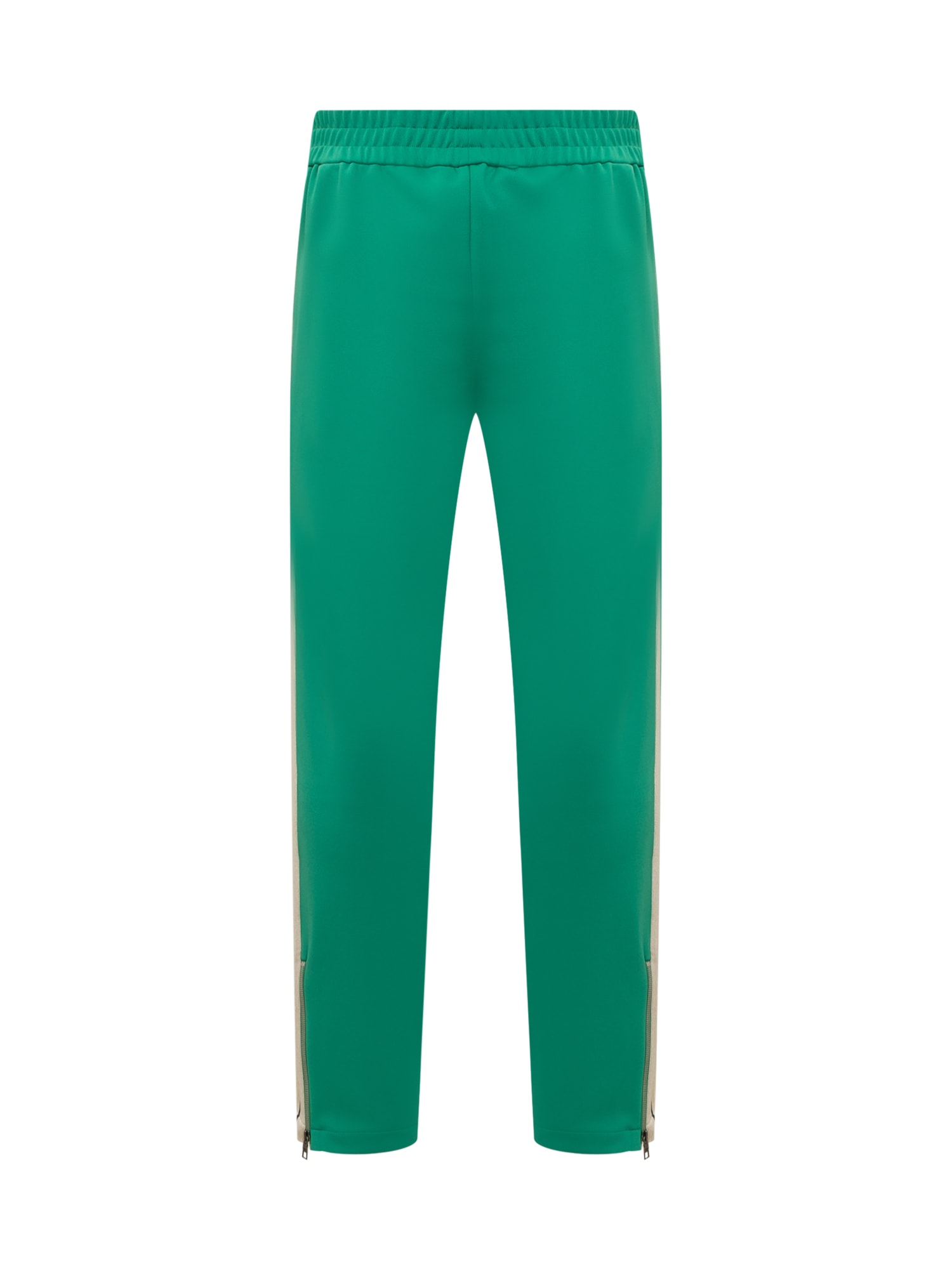 Shop Palm Angels Pants With  Logo In Green-off White