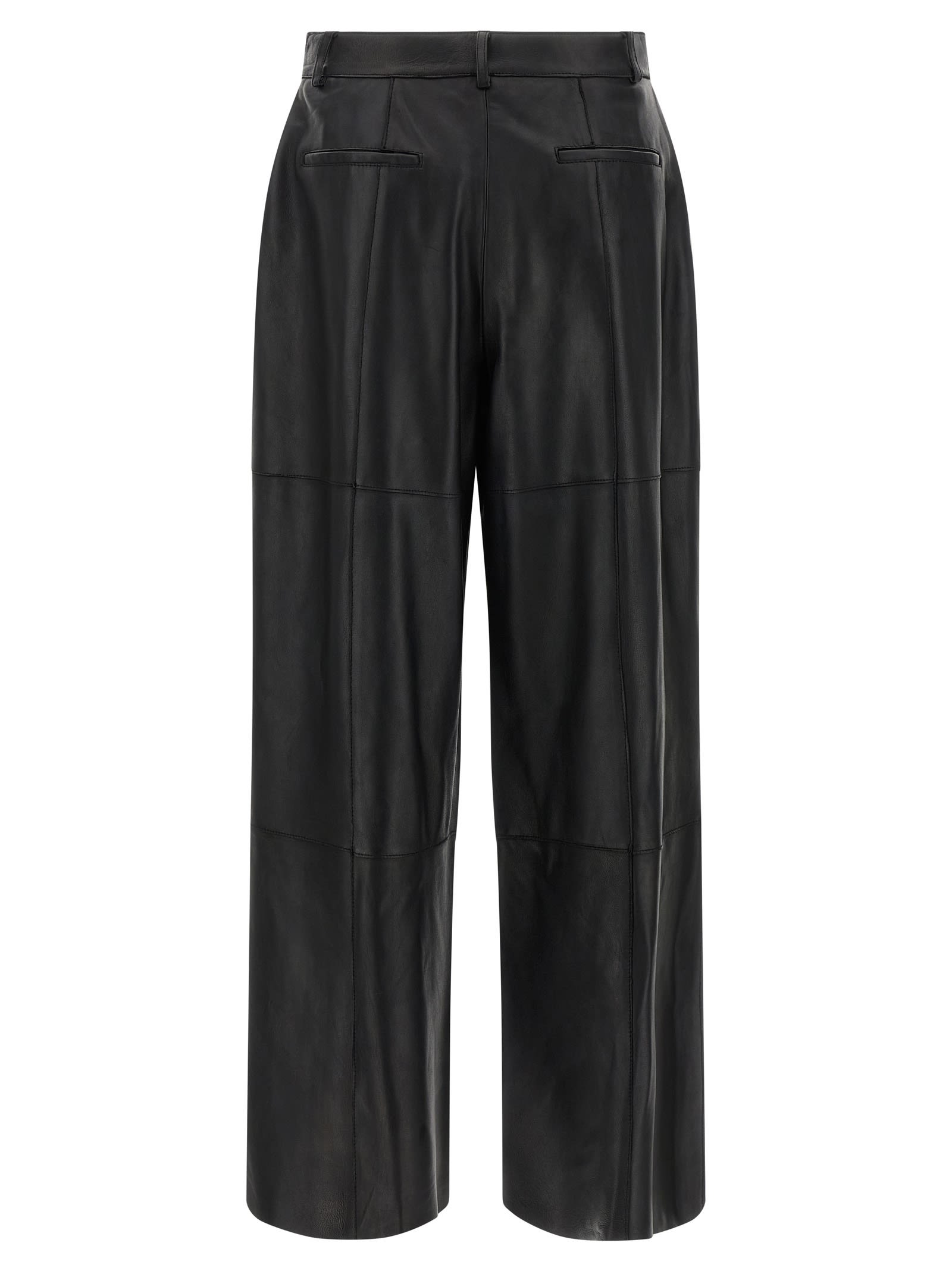 P.a.r.o.s.h Maciock25w Panelled Leather Trousers In Brown