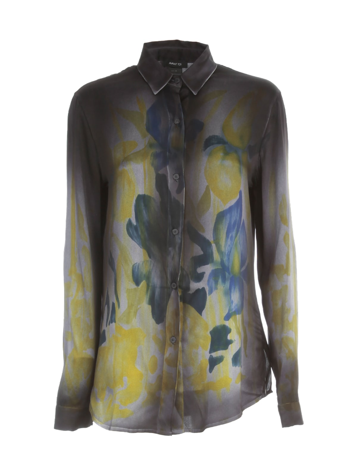Avant Toi Fitted Shirt With Hand Painted Iris Flowers