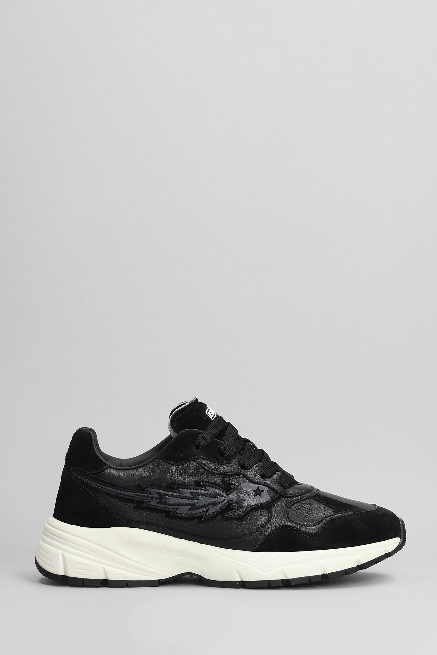 Running Sneakers In Black Suede And Leather