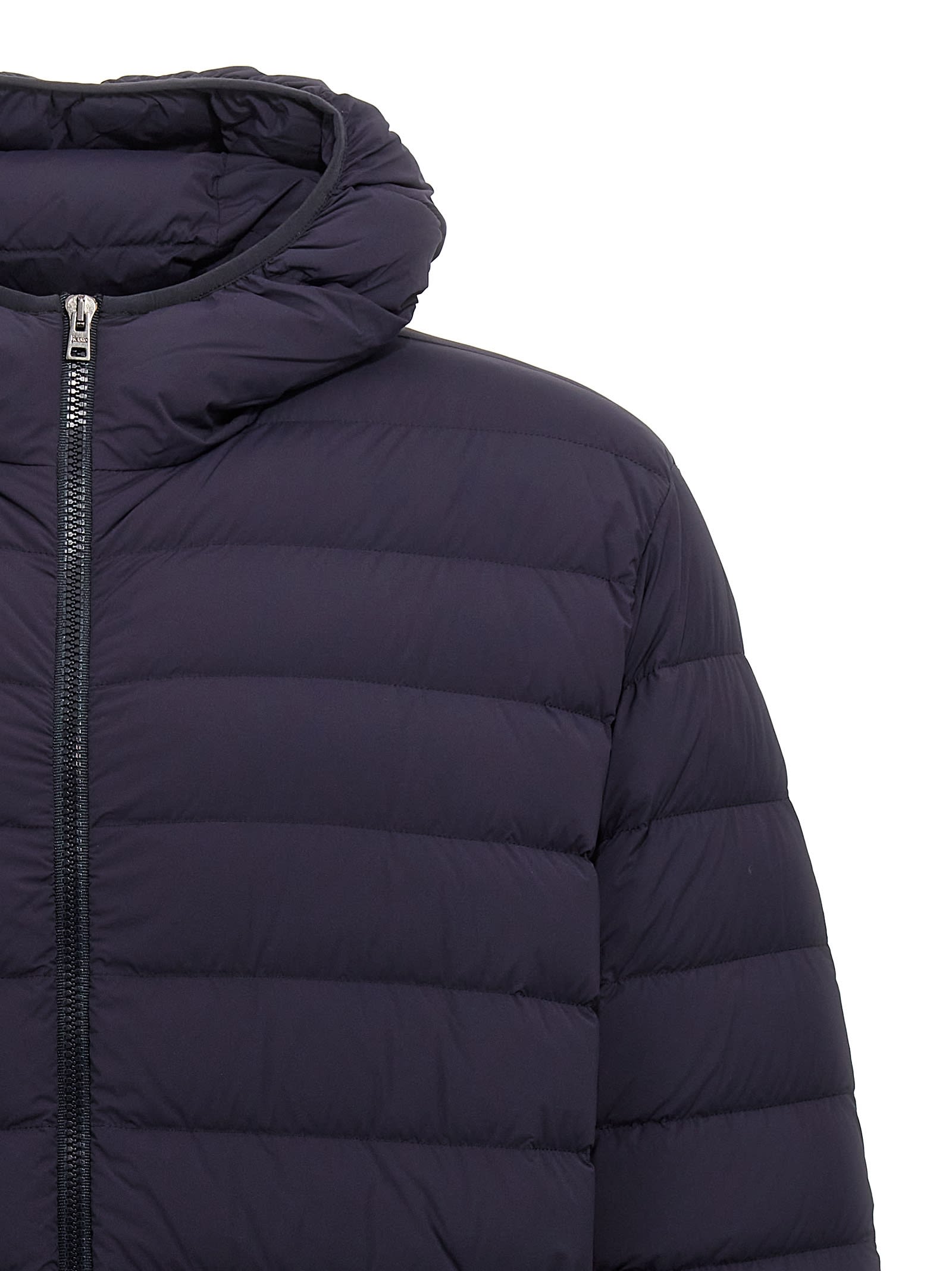 Shop Herno Hooded Down Jacket In Blue