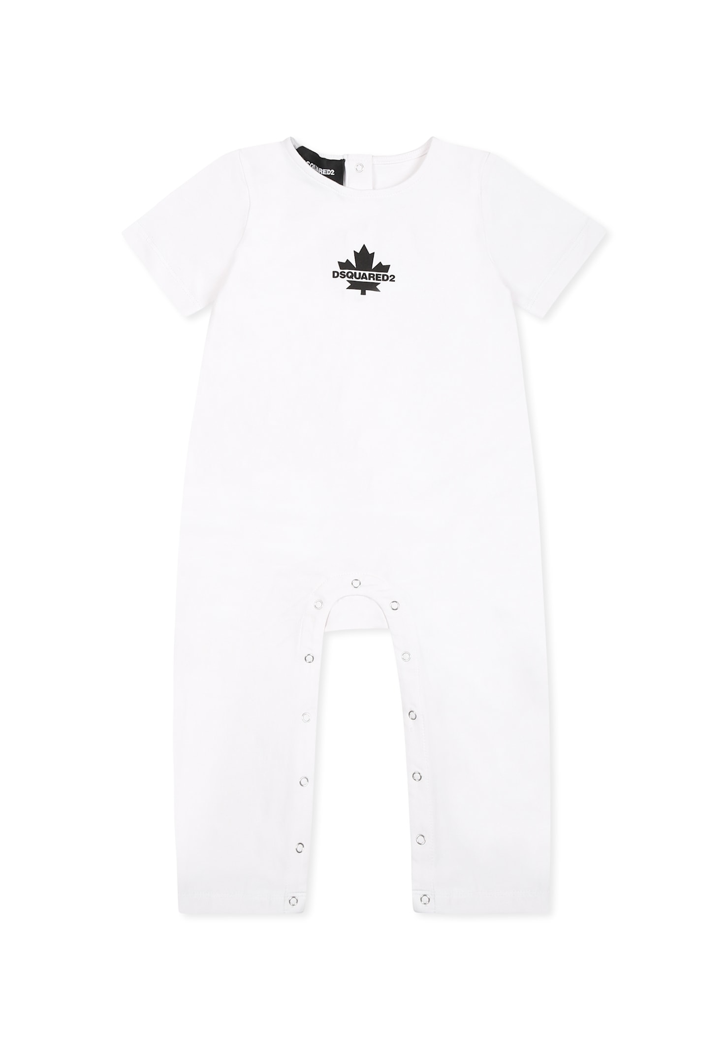 Dsquared2 White Romper For Baby Boy With Black Logo In White