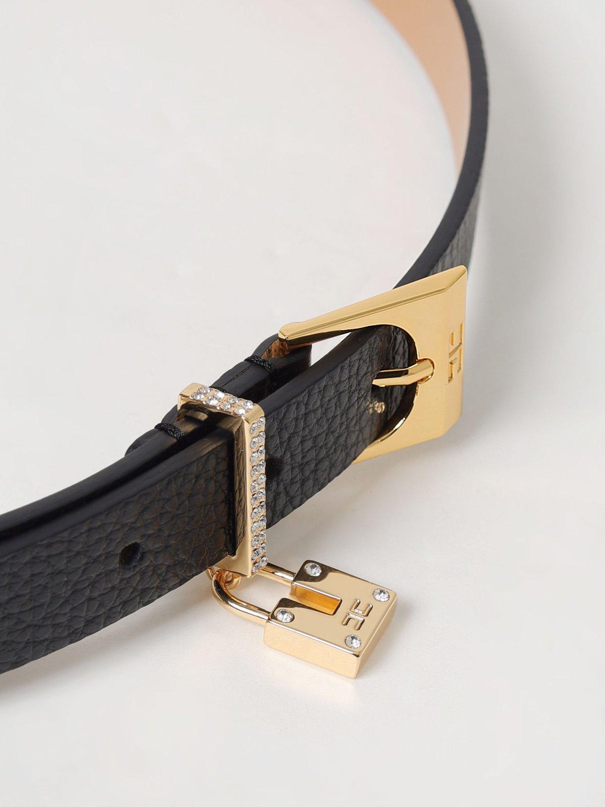 Elisabetta Franchi Logo Engraved Embellished Belt