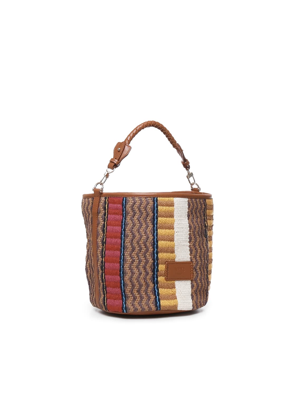 V73 Parrot Raffia Bucket Bag In Multicolour
