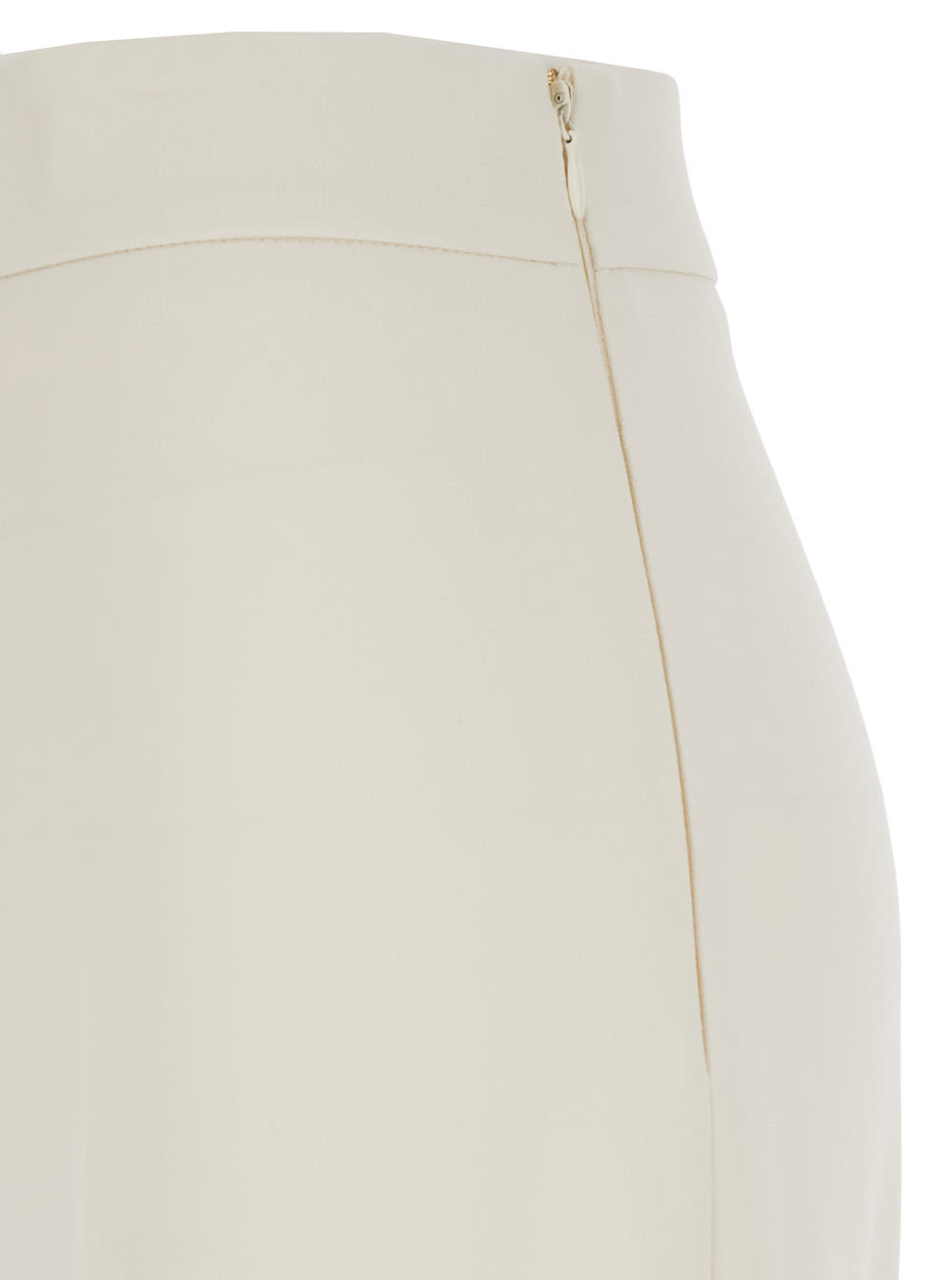 TWINSET BEIGE PANTS WITH LOGO PENDANT AND SIDE ZIP CLOSURE IN TECH FABRIC WOMAN