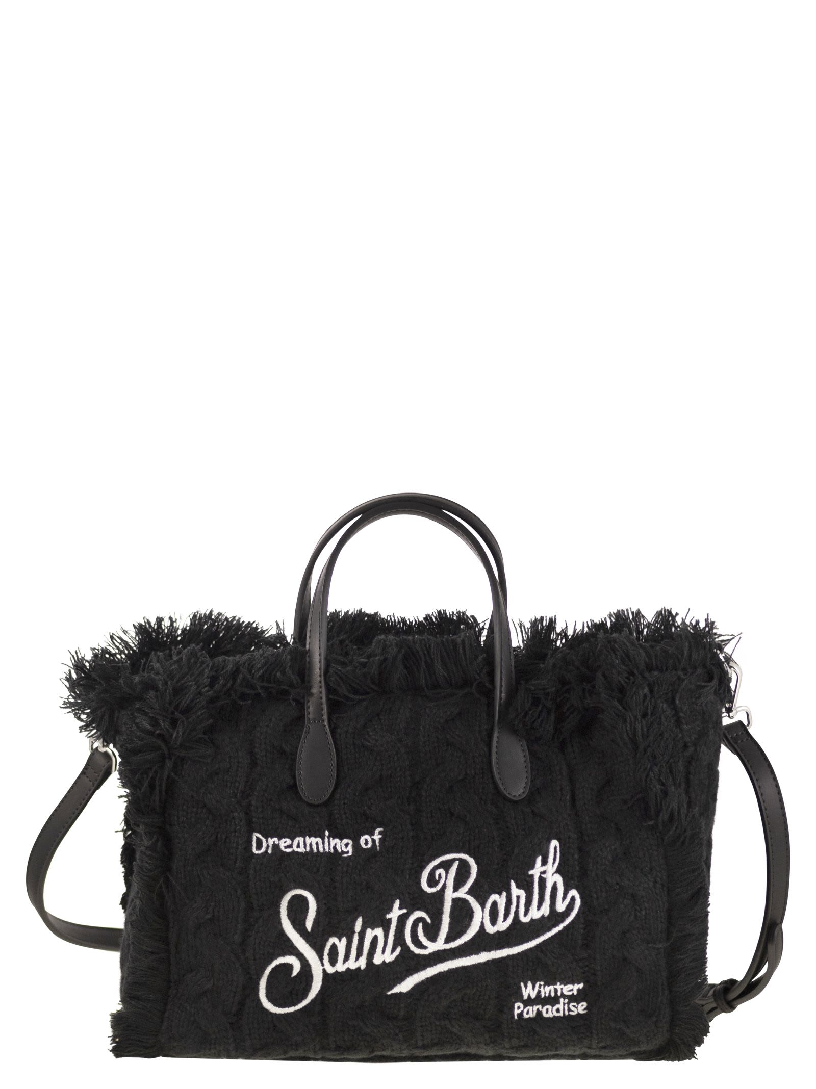 Mc2 Saint Barth Colette - Wool-effect Bag With Logo In Black