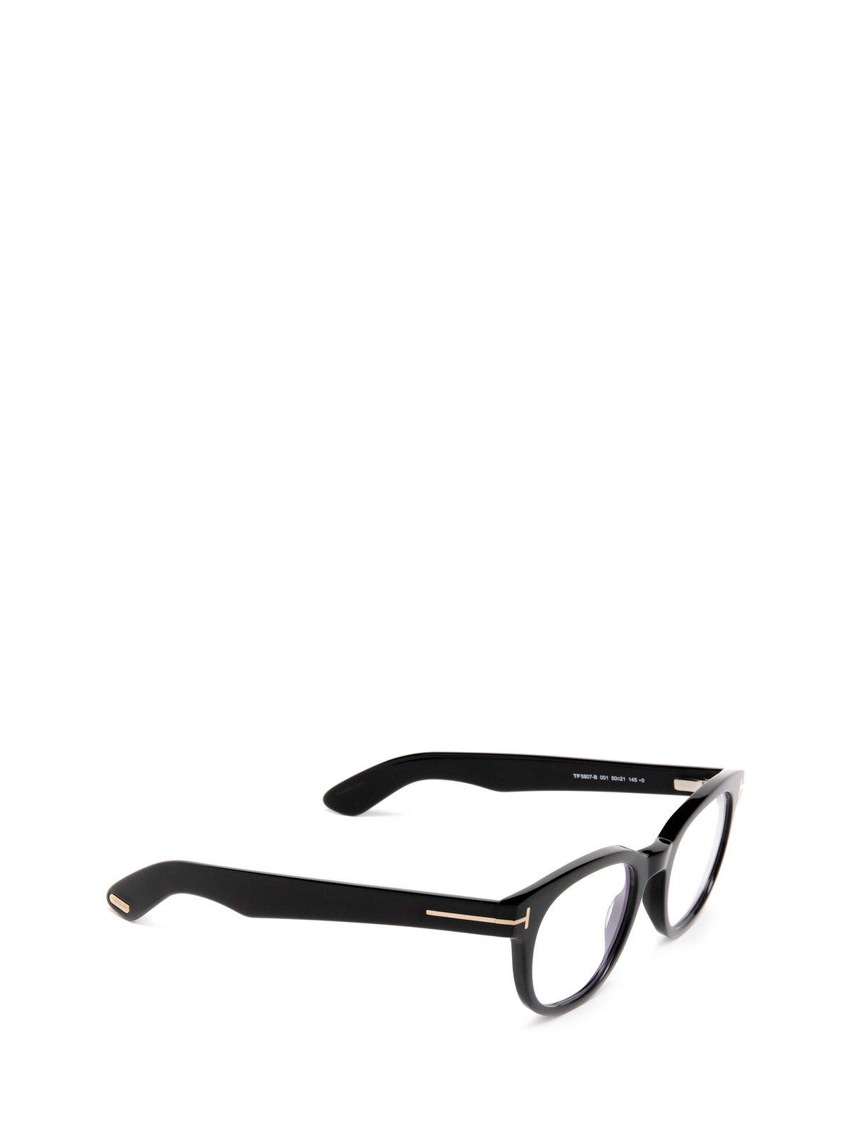 Shop Tom Ford Round Frame Glasses Glasses In 001 Nero Lucido