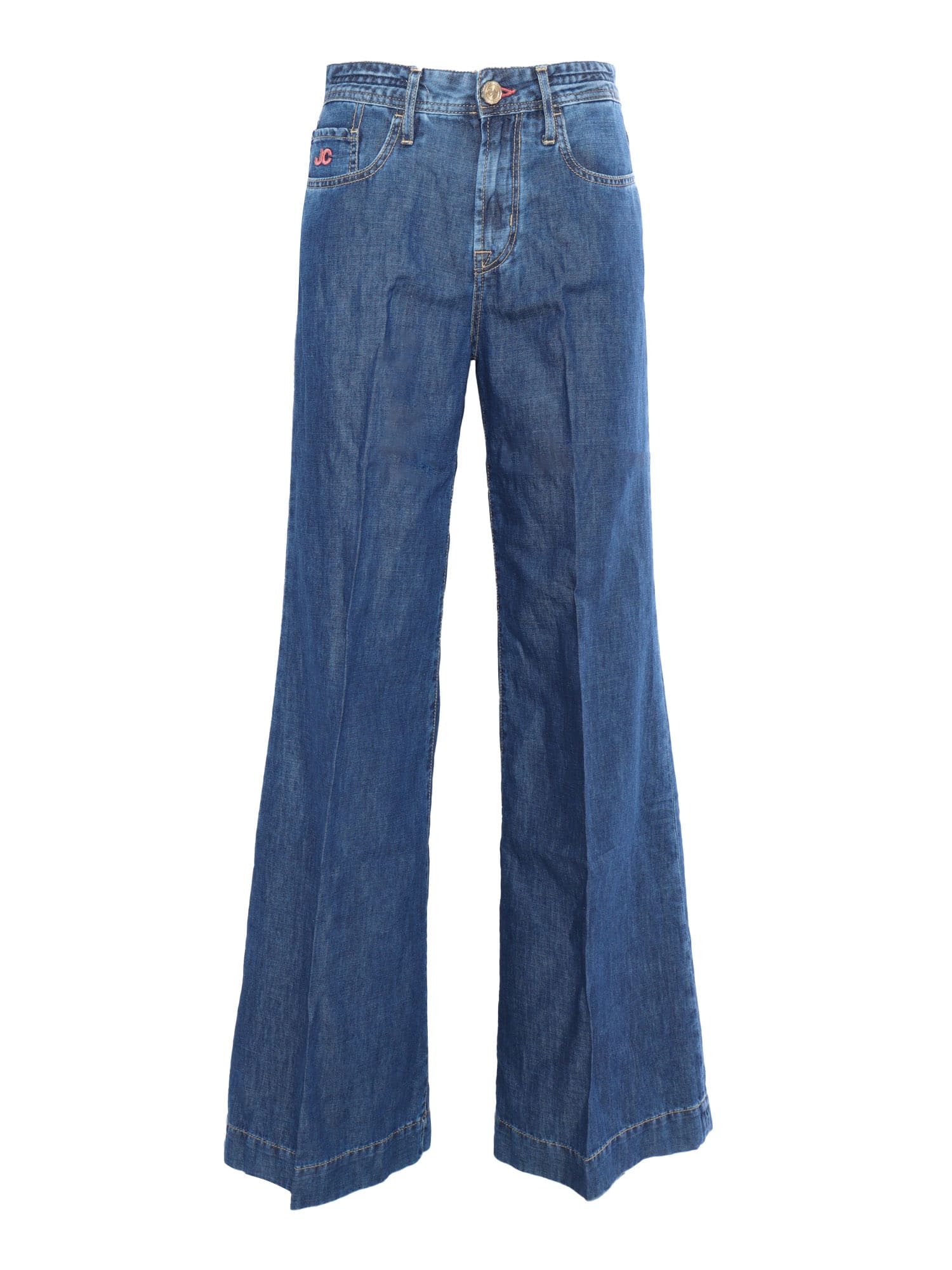 Shop Jacob Cohen Blue Flared Jeans In Multicolor