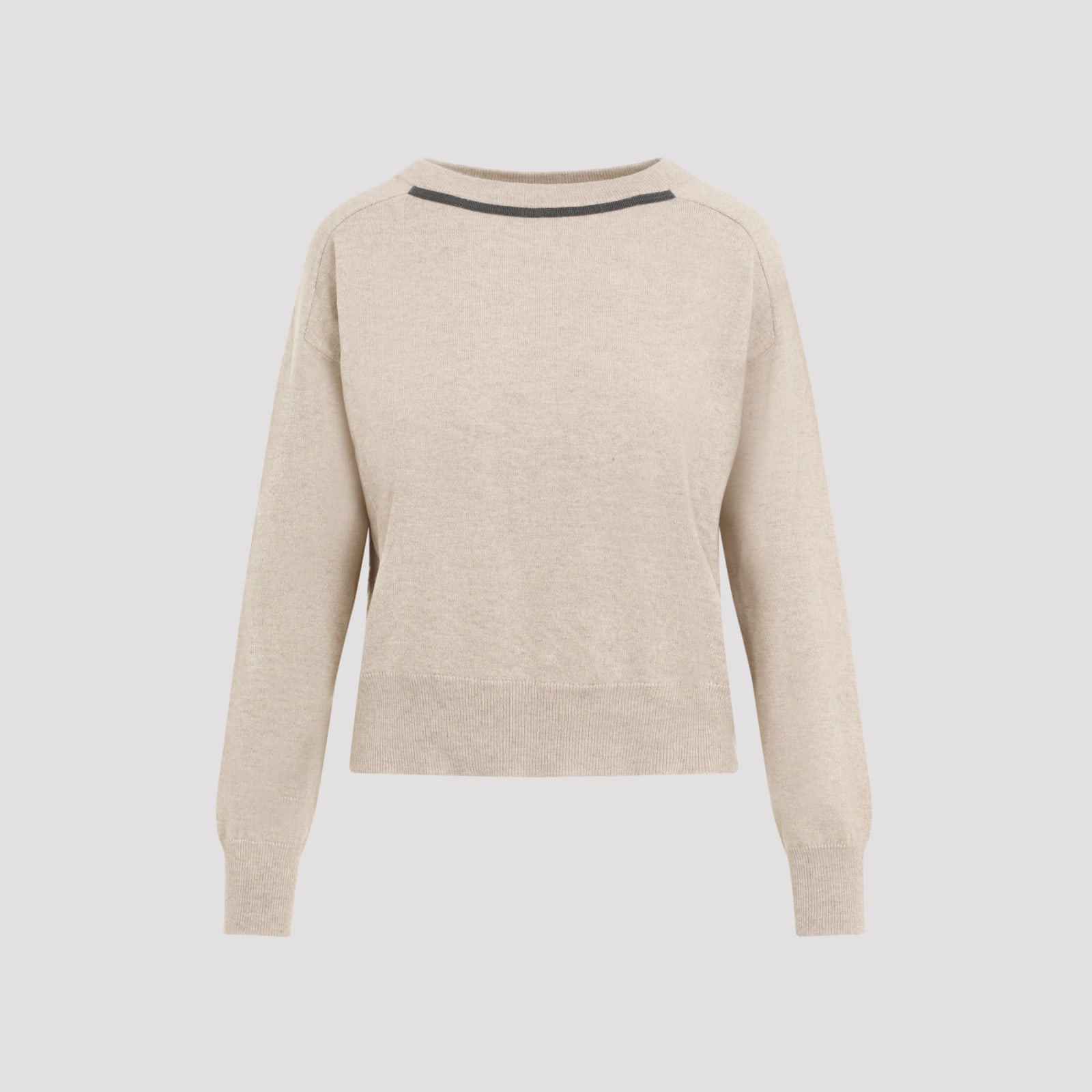 Shop Brunello Cucinelli Smile Monile Sweater In Camel Chiaro