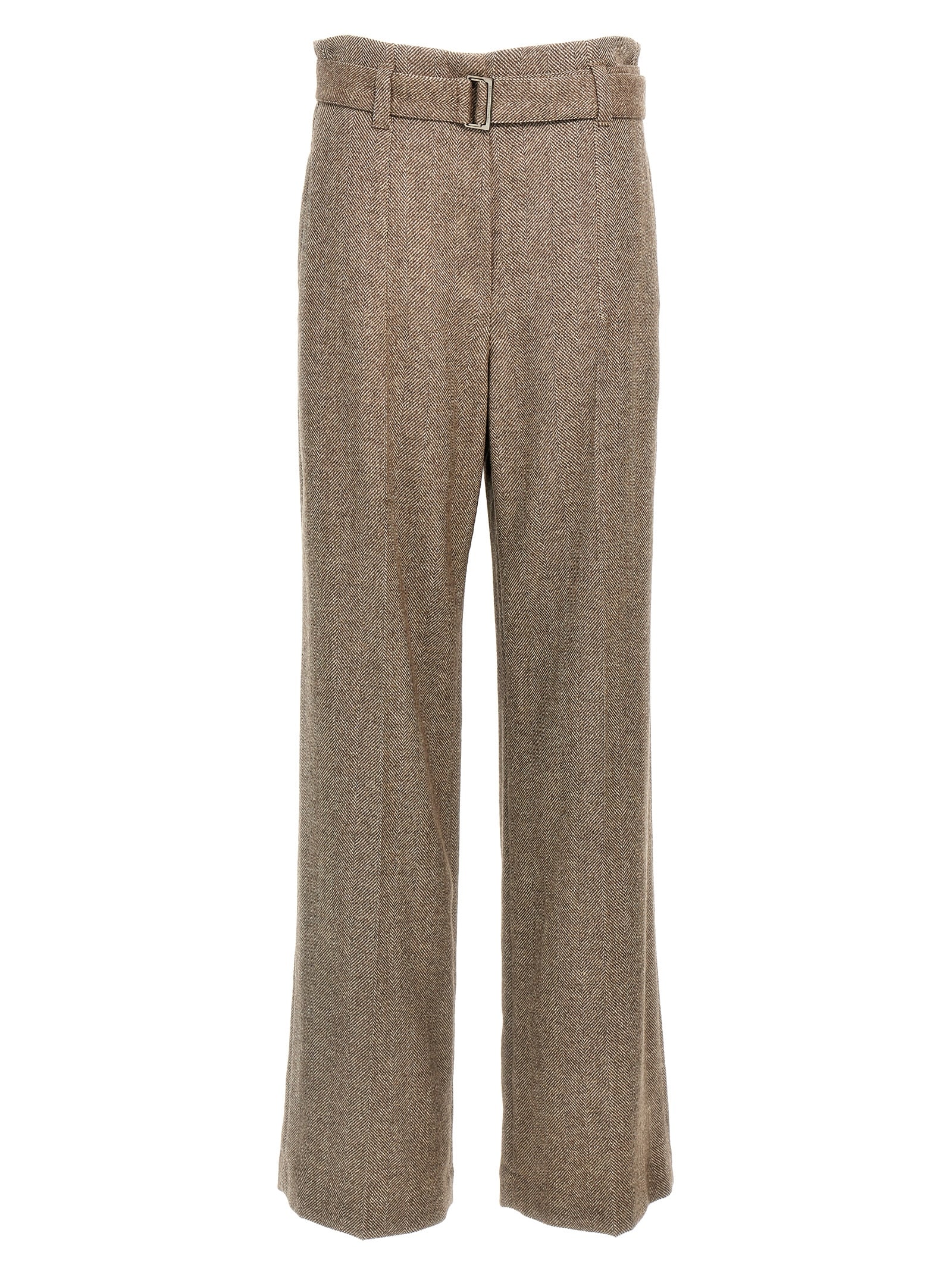 Shop Brunello Cucinelli Chevron Pants In Brown