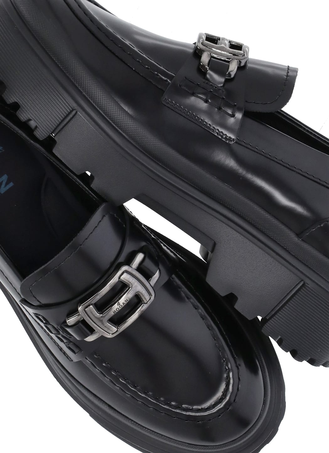 Hogan H543 Moccasins In Brushed Leather In Black