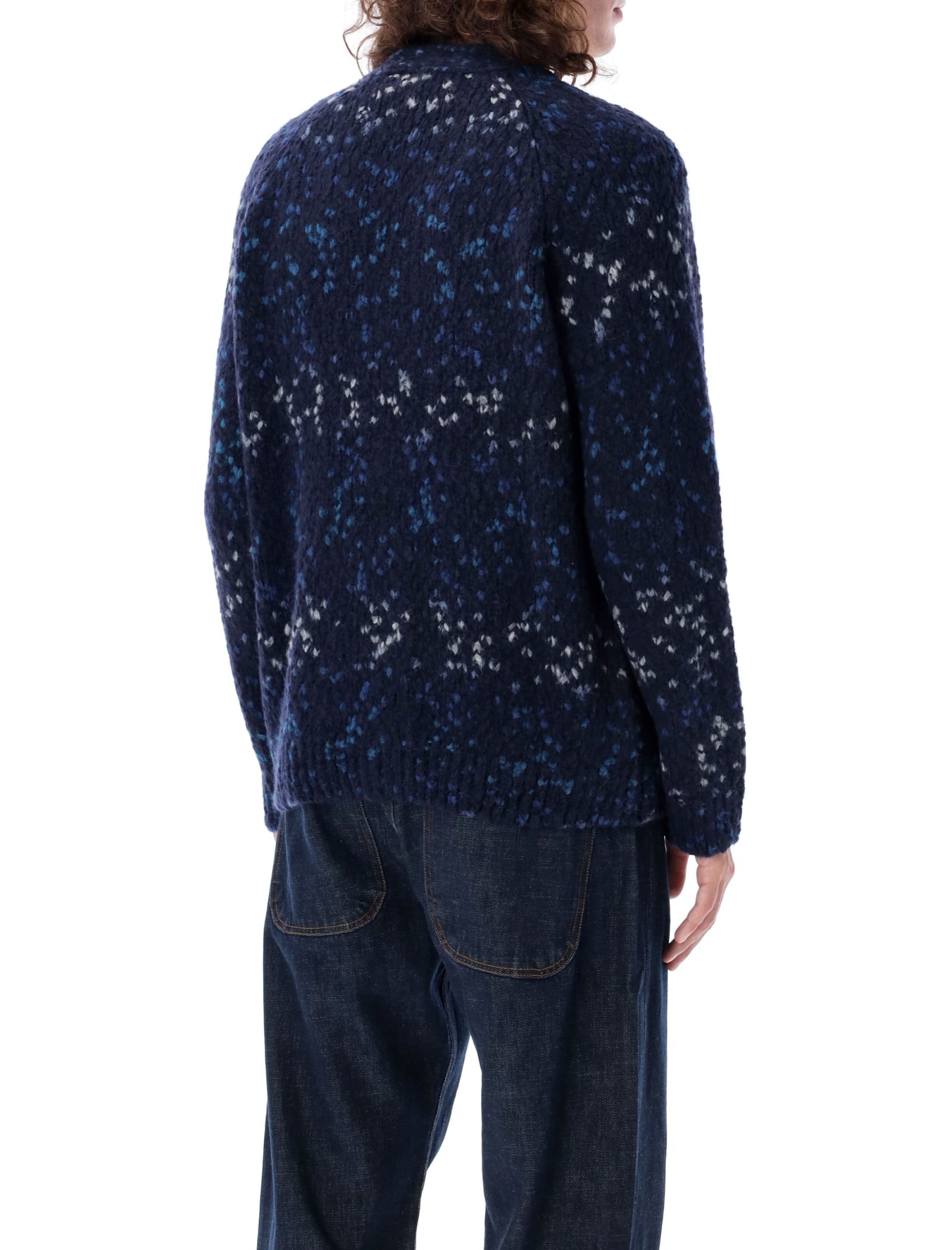 Shop Ymc You Must Create Jacquard Cardigan In Navy