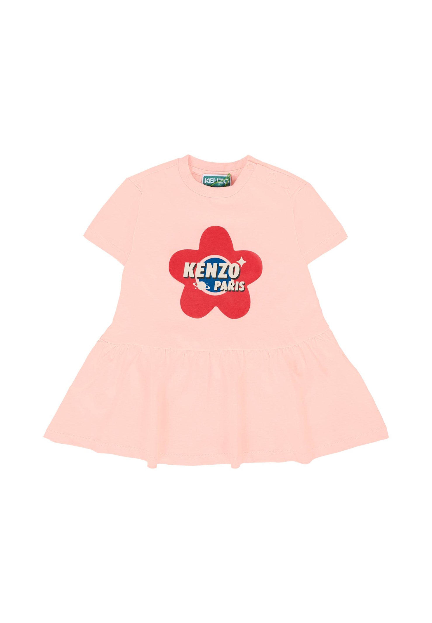 Kenzo Pink Dress For Baby Girl With Poppy In Pink