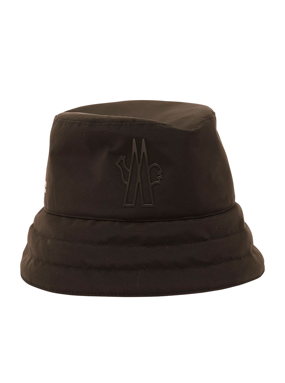 Black Bucket Hat With Metal Logo Patch In Tech Fabric Woman