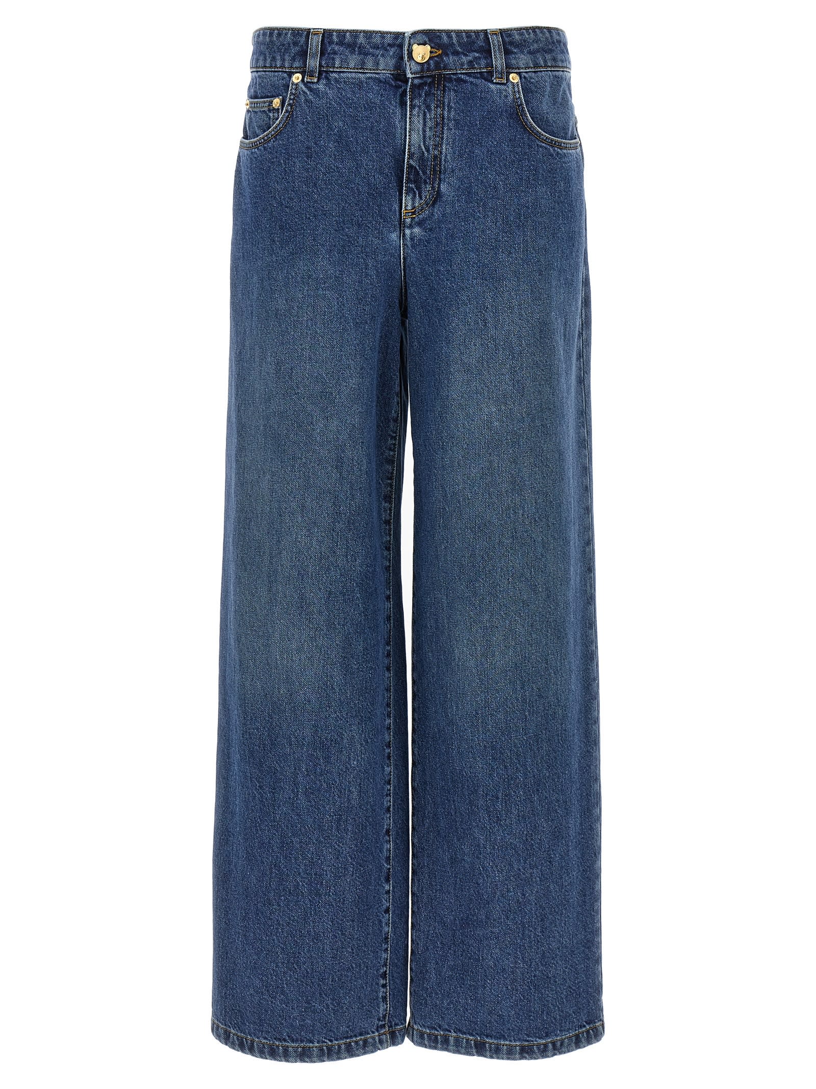 Shop Moschino Denim Jeans In Blue