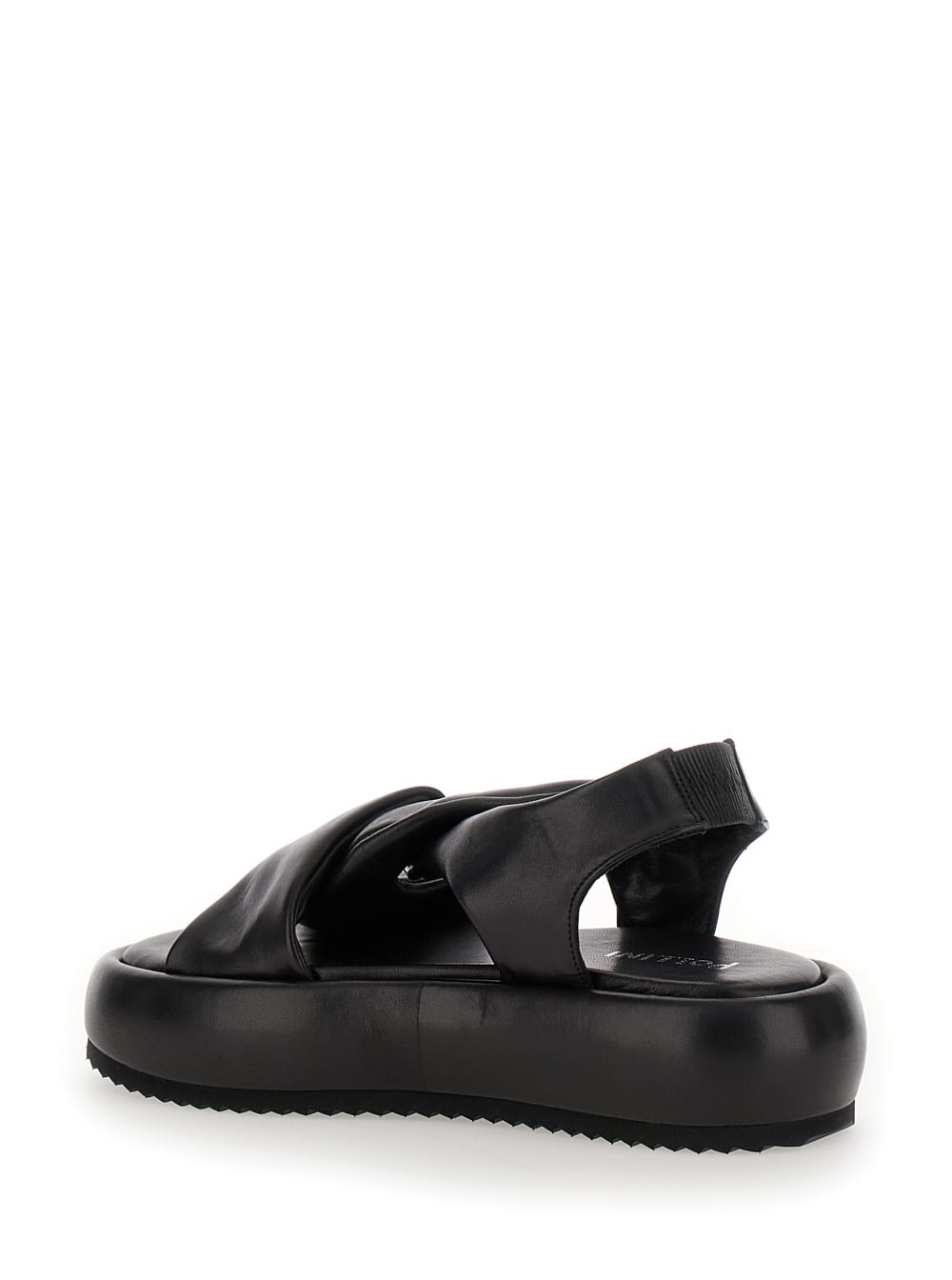 Shop Pollini Black Draped Sandals In Leather Woman