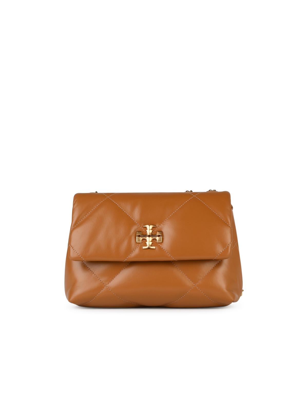 Shop Tory Burch Kira Small Brown Leather Crossbody Bag In Camel