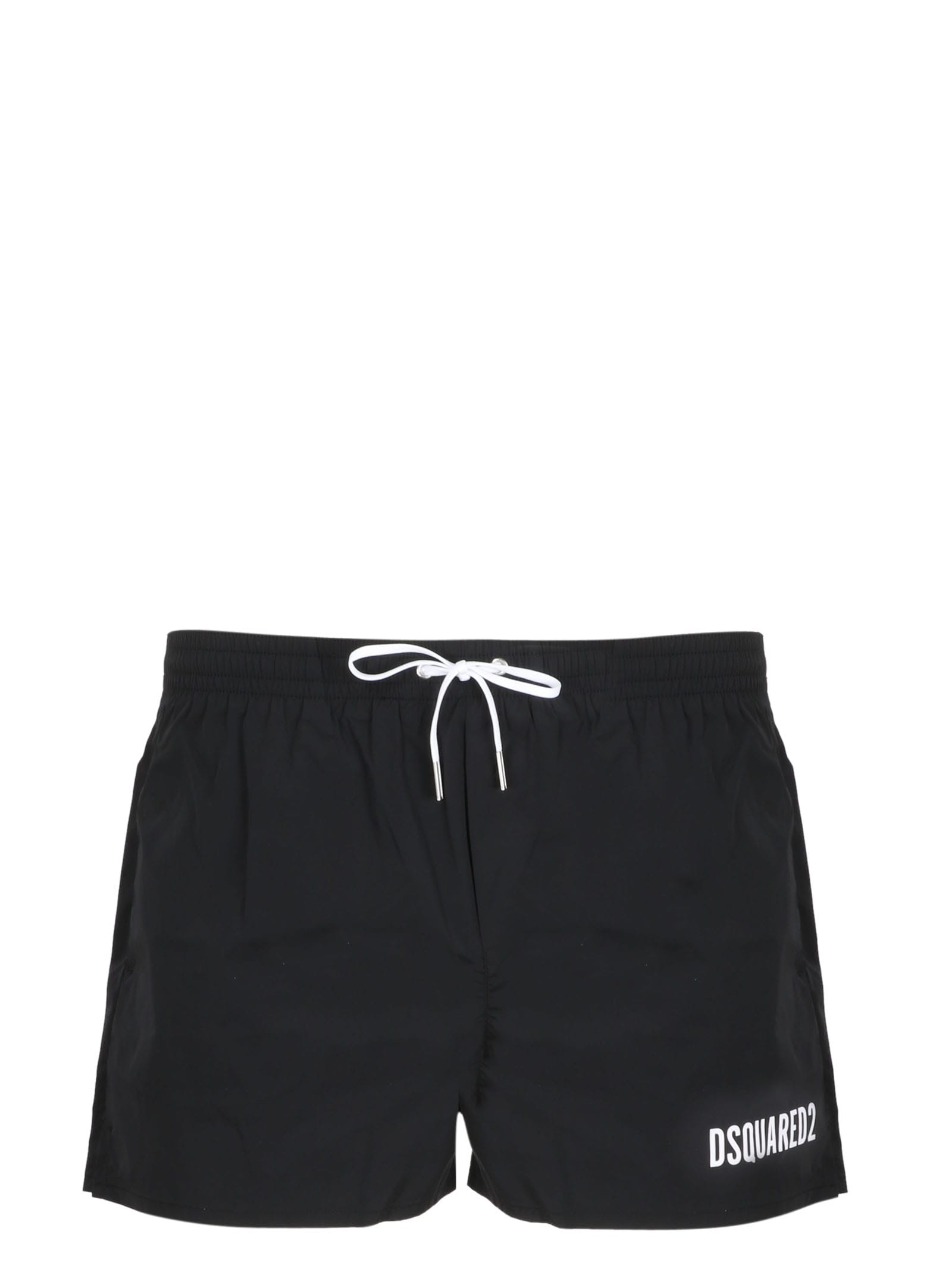 Dsquared2 Icon Metallic-logo Drawstring Swim Shorts In Black
