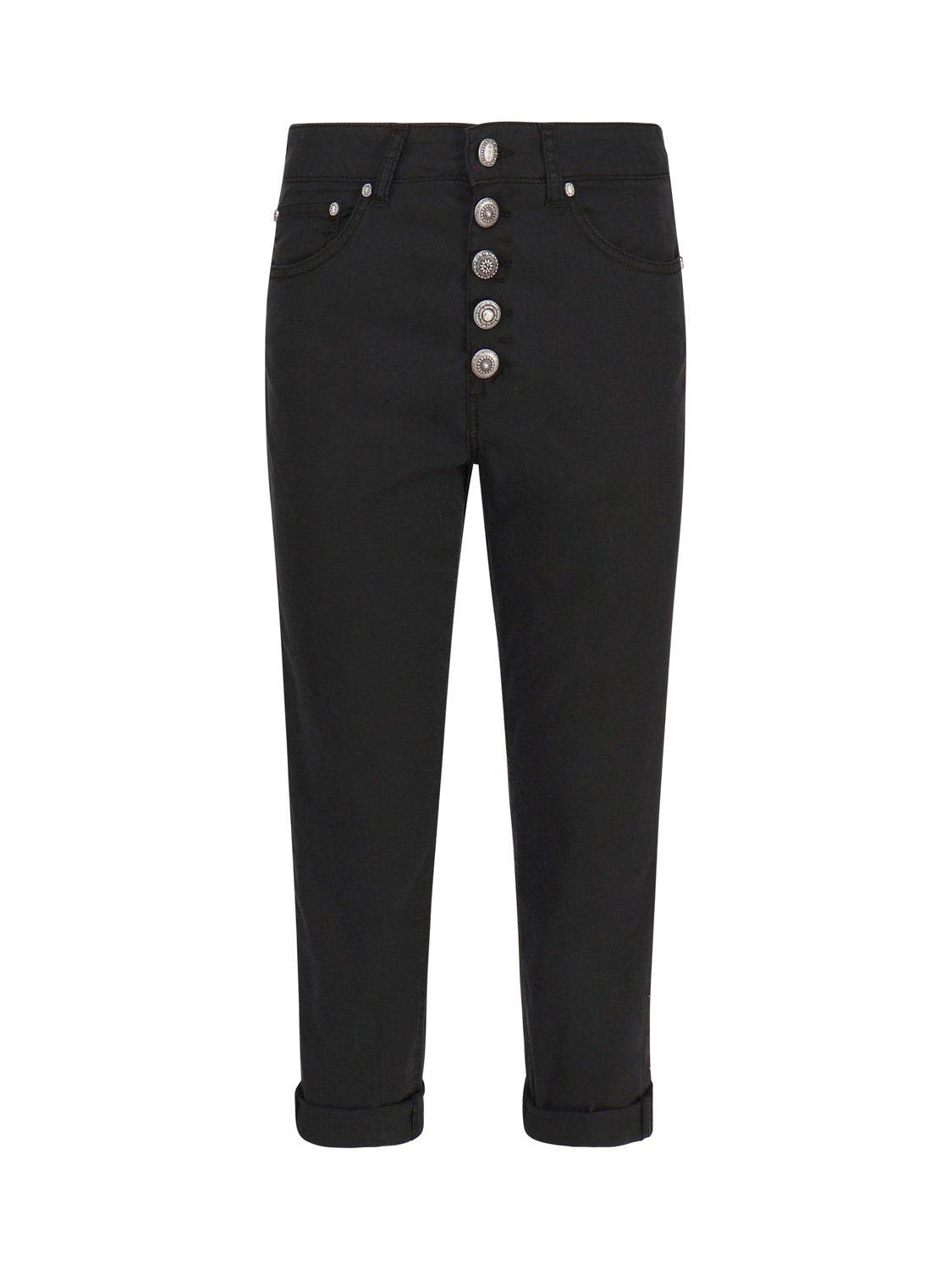 Dondup Logo-patch Cropped Straight-leg Jeans In Nero