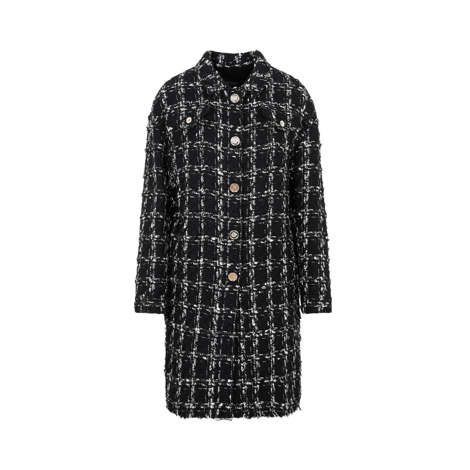 Shop Giambattista Valli Checked Bouclé Coat In Black White