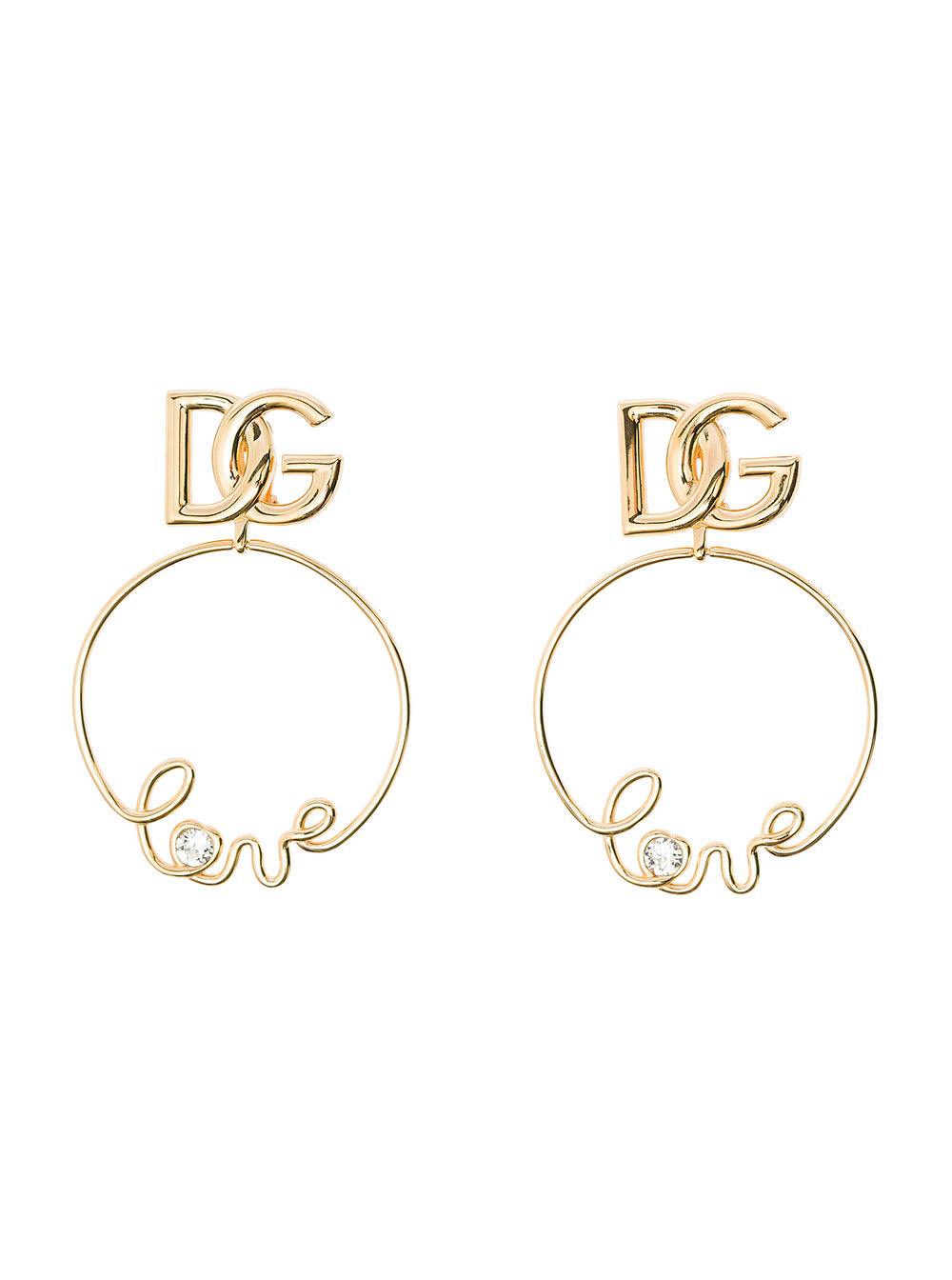 Dolce & Gabbana love Gold-tone Clip-on Earrings With Logo In Brass And Glass Woman