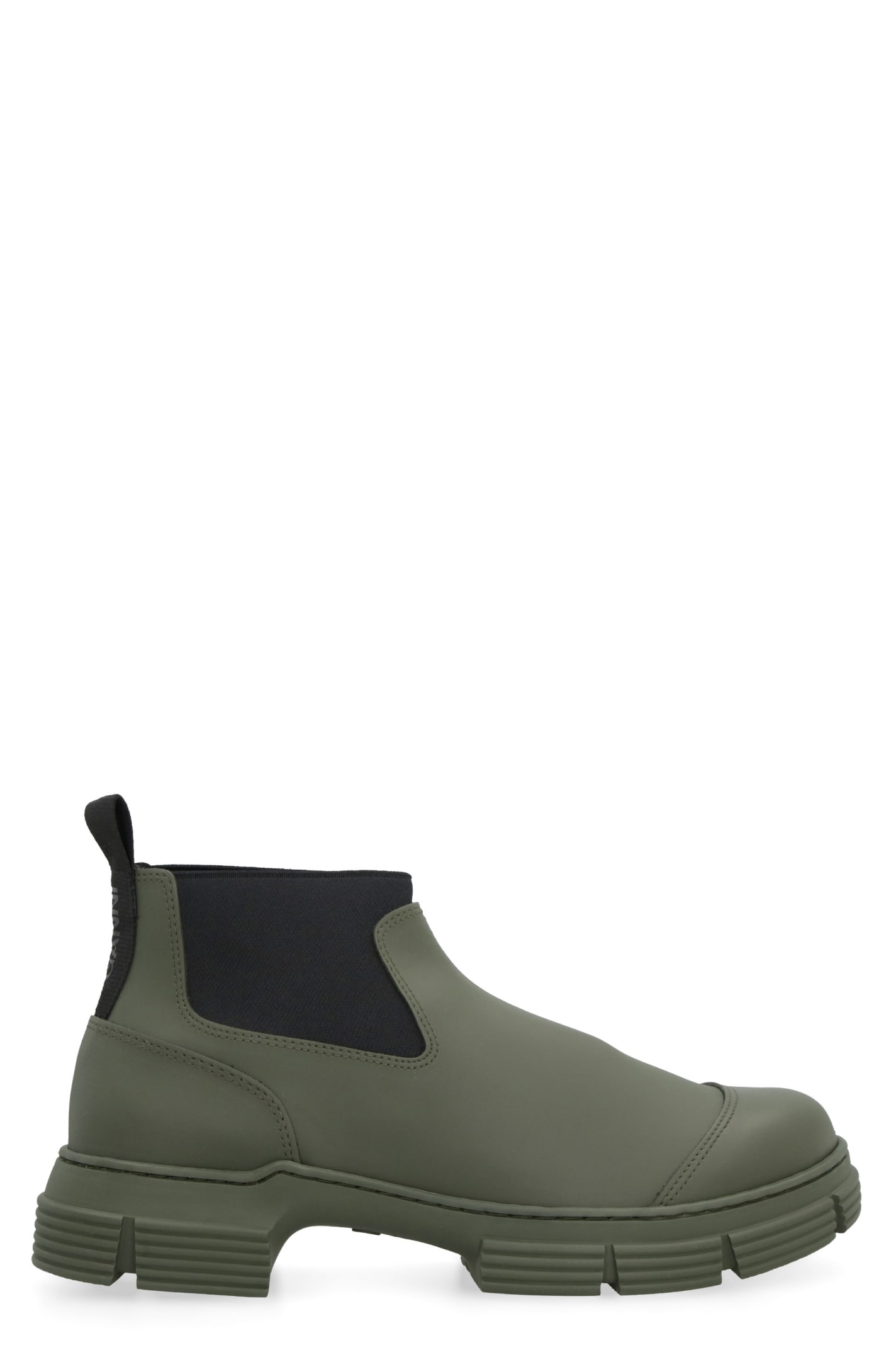 Shop Ganni Crop City Rubber Boots In Military