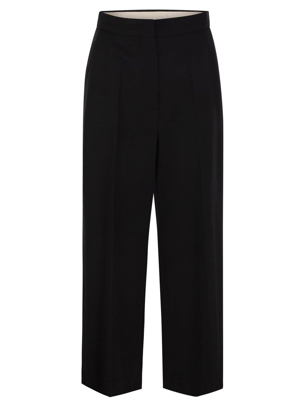 Shop Max Mara High Waist Wide Leg Trousers In Nero