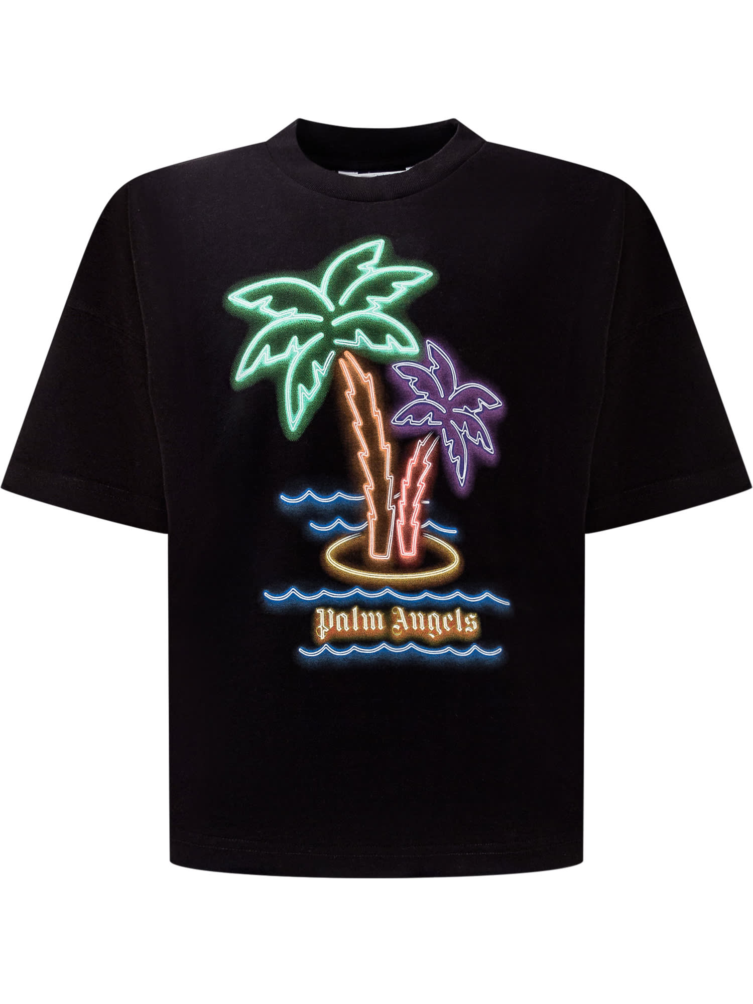 Shop Palm Angels Neon Palms T-shirt In Black