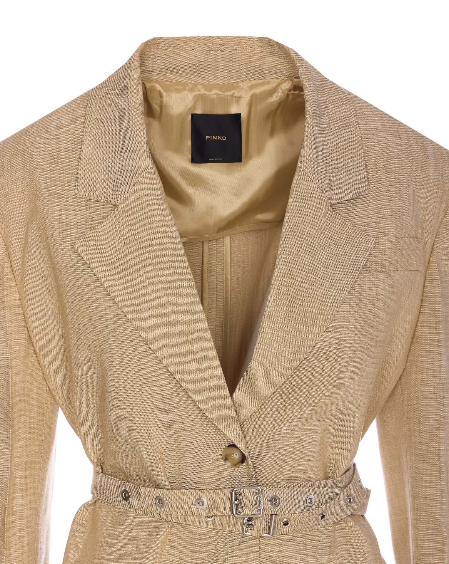 Pinko Belted Blazer In Nude
