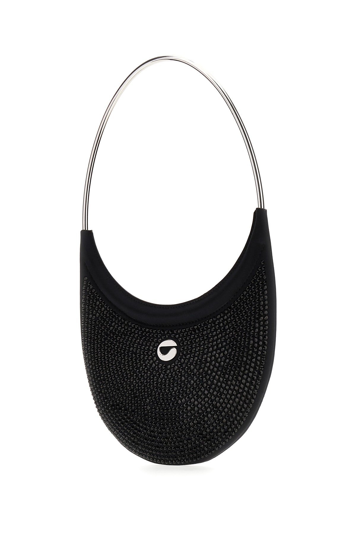 Shop Coperni Black Stretch Cotton Blend Ring Swipe Shoulder Bag In Blablk