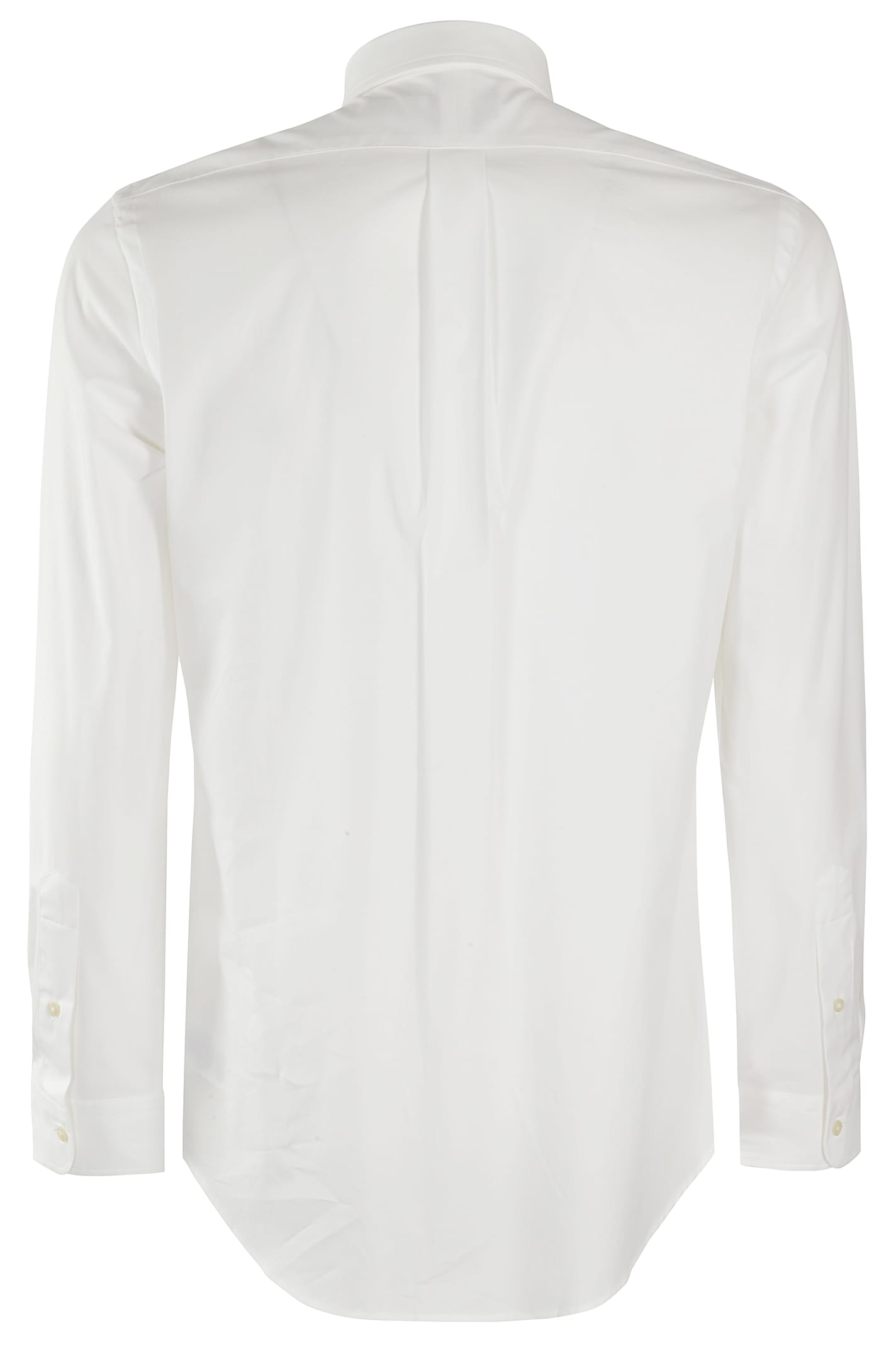 Polo Ralph Lauren Long-sleeve Button-up Shirt With Pointed Collar And Embroidered Logo In White