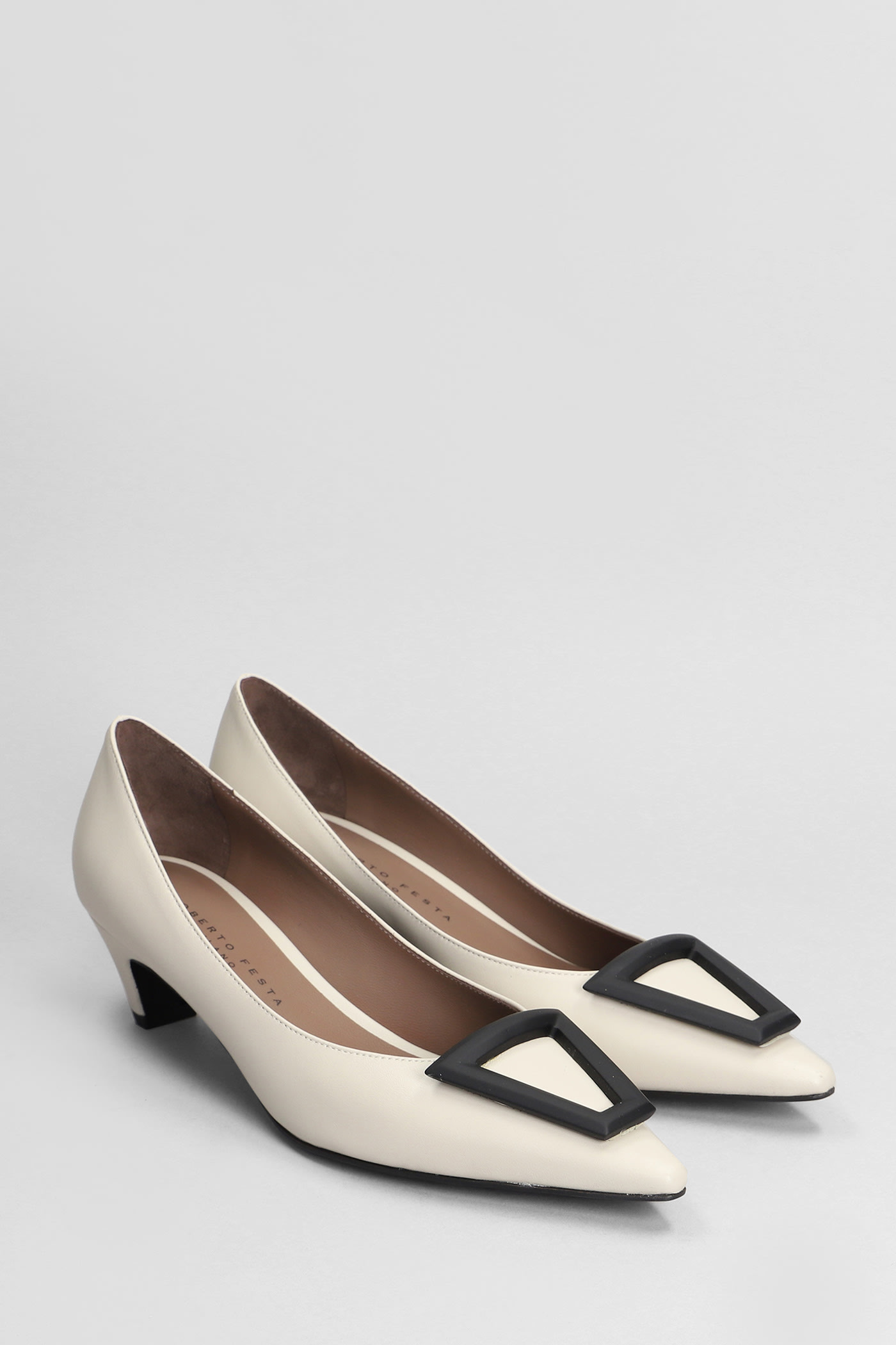 Shop Roberto Festa Moon Pumps In Beige Leather