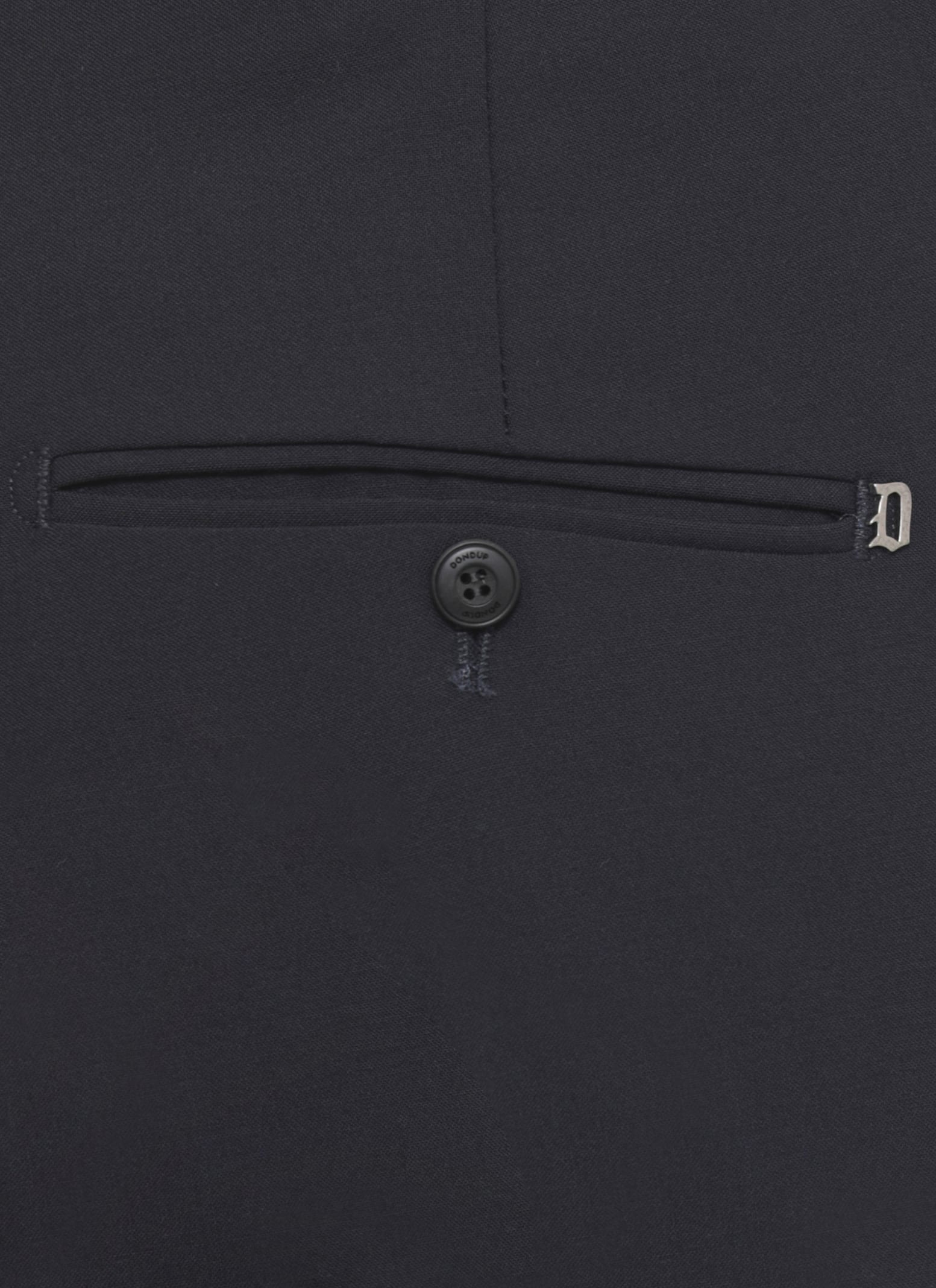 Dondup Straight Leg Wool Blend Trousers With Pockets In Blue