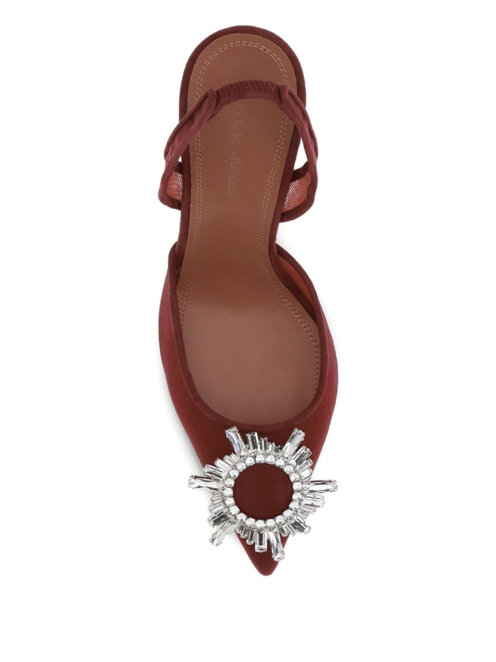 Amina Muaddi Scarpe Con Tacco Begum In Rete Rosso Tiziano  Donna In Burgundy