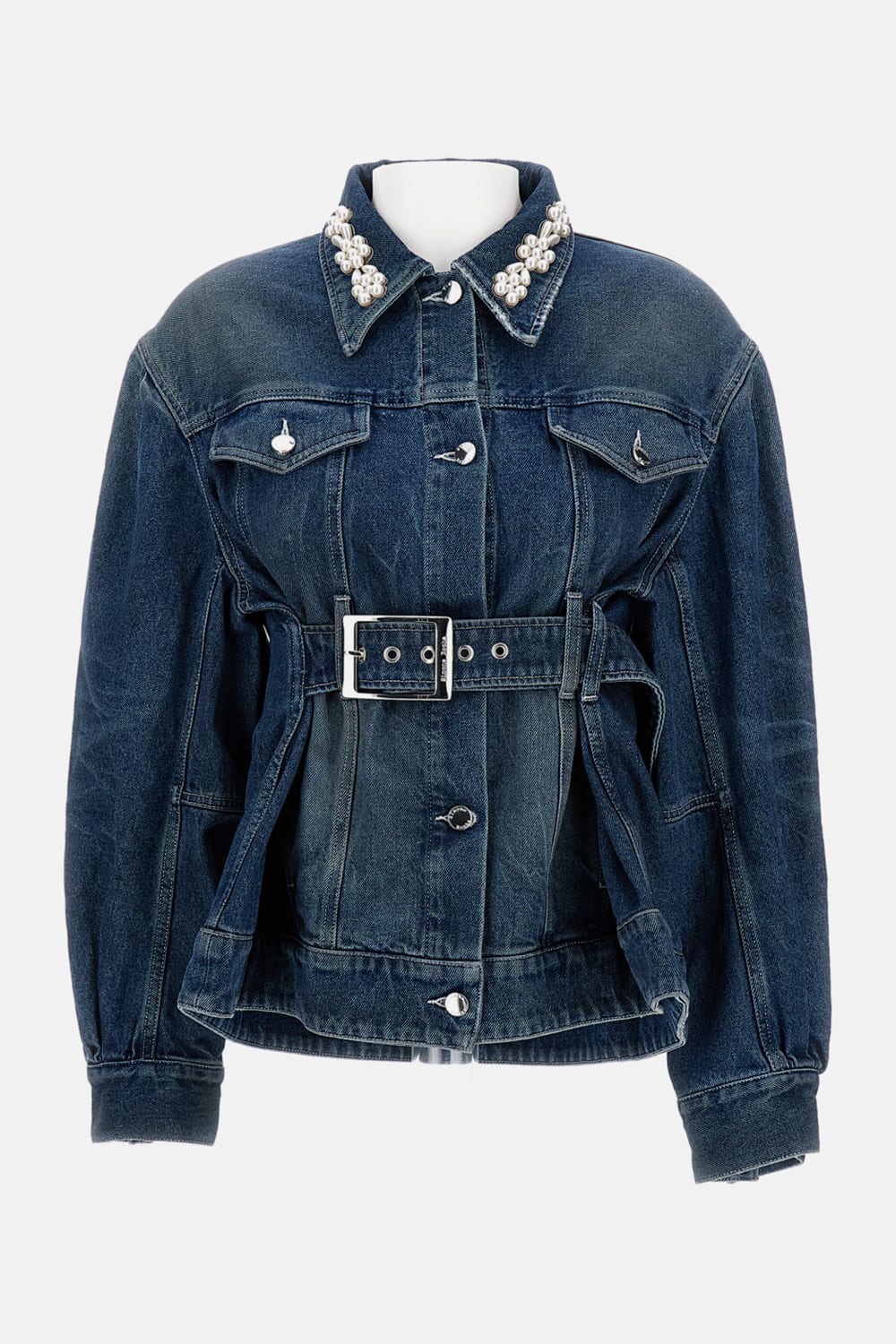 Simone Rocha Long-sleeved Denim Jacket In Blue
