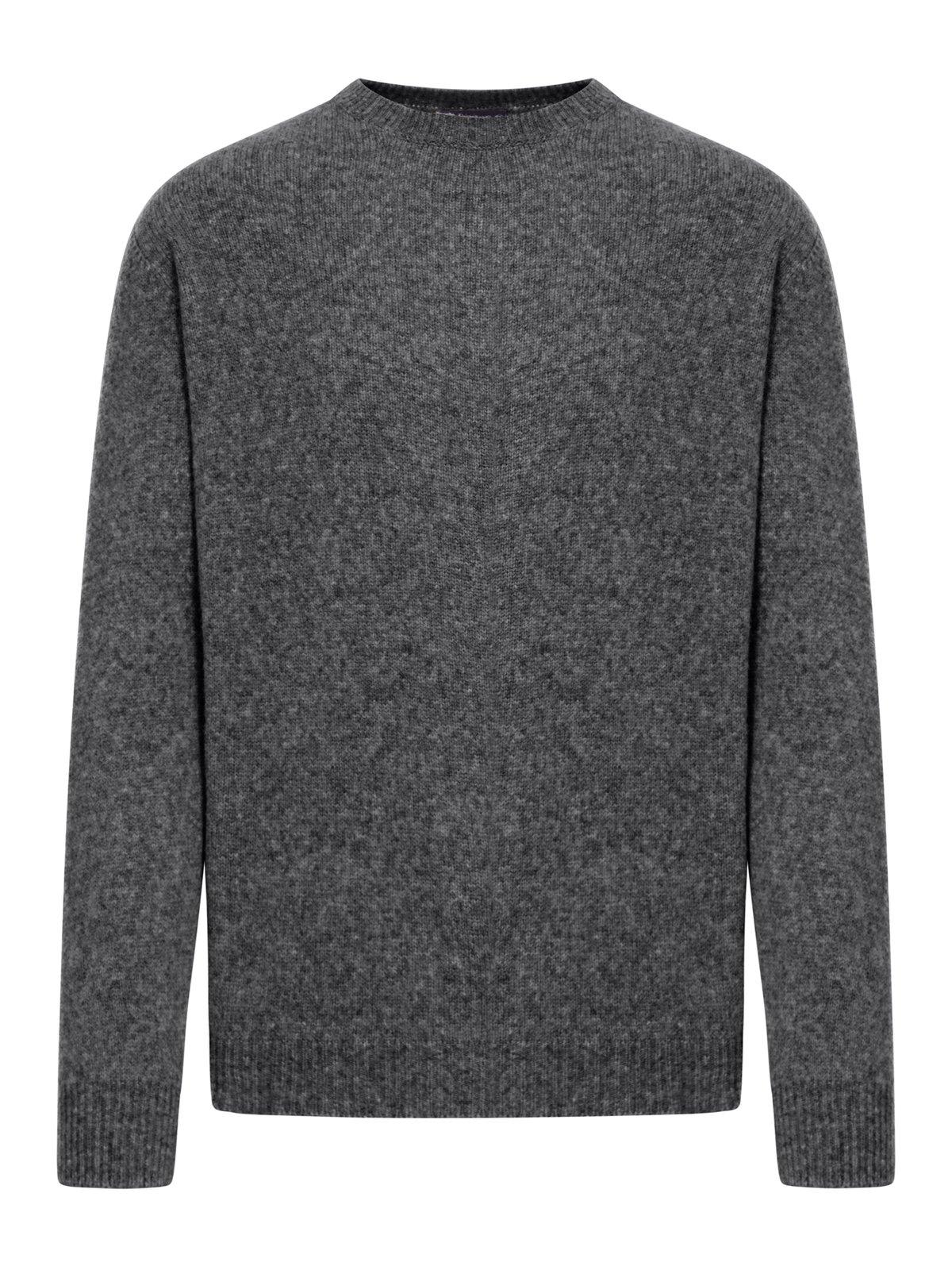 Shop Roberto Collina Crewneck Knitted Sweater In Anthracite