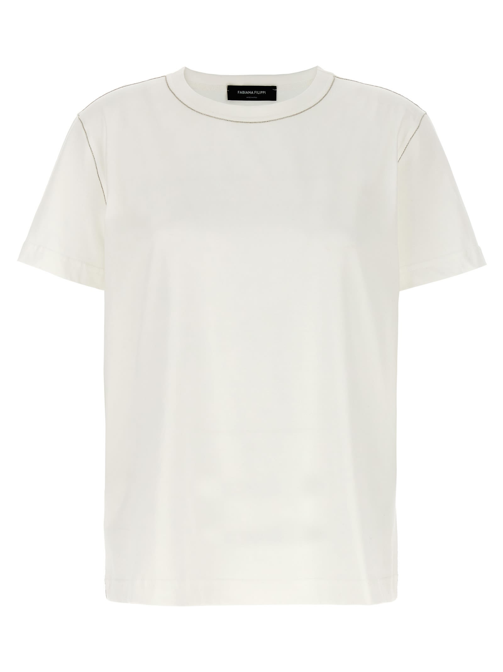 Shop Fabiana Filippi Rhinestone T-shirt In White