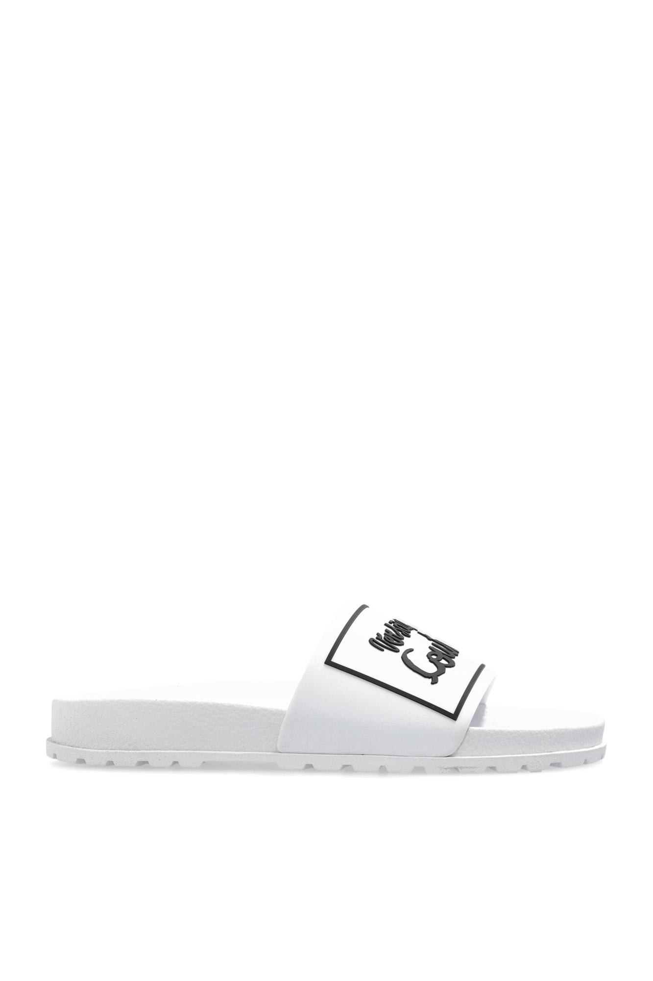 Shop Versace Jeans Couture Pool Slides In White
