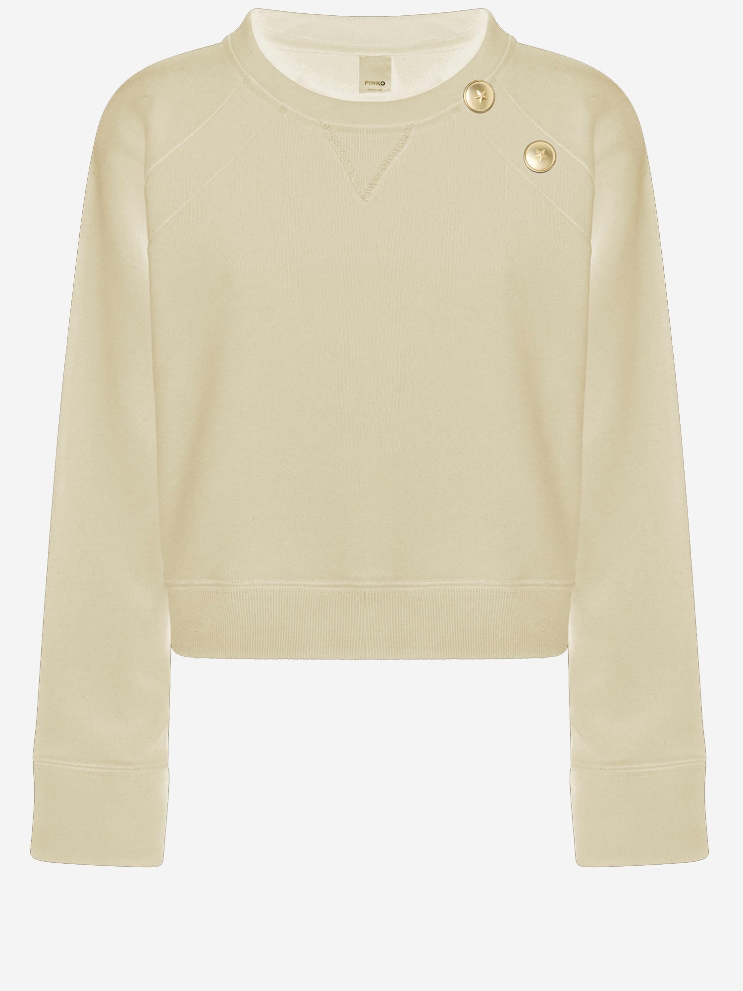 Pinko Cotton Sweatshirt With Buttons In Neutral